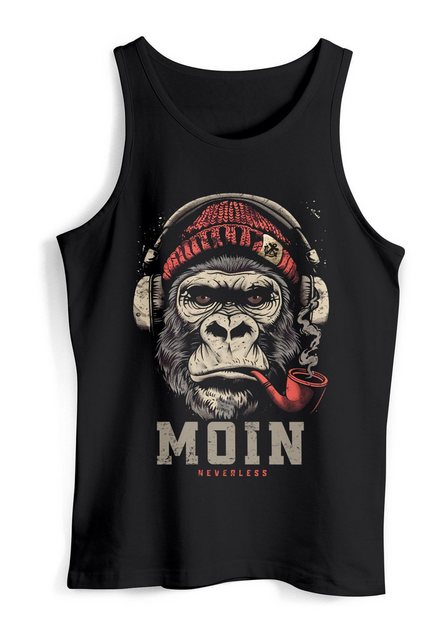 Neverless Tanktop Herren Tank-Top Shirt Moin Schriftzug Gorilla Musik Aufdr günstig online kaufen