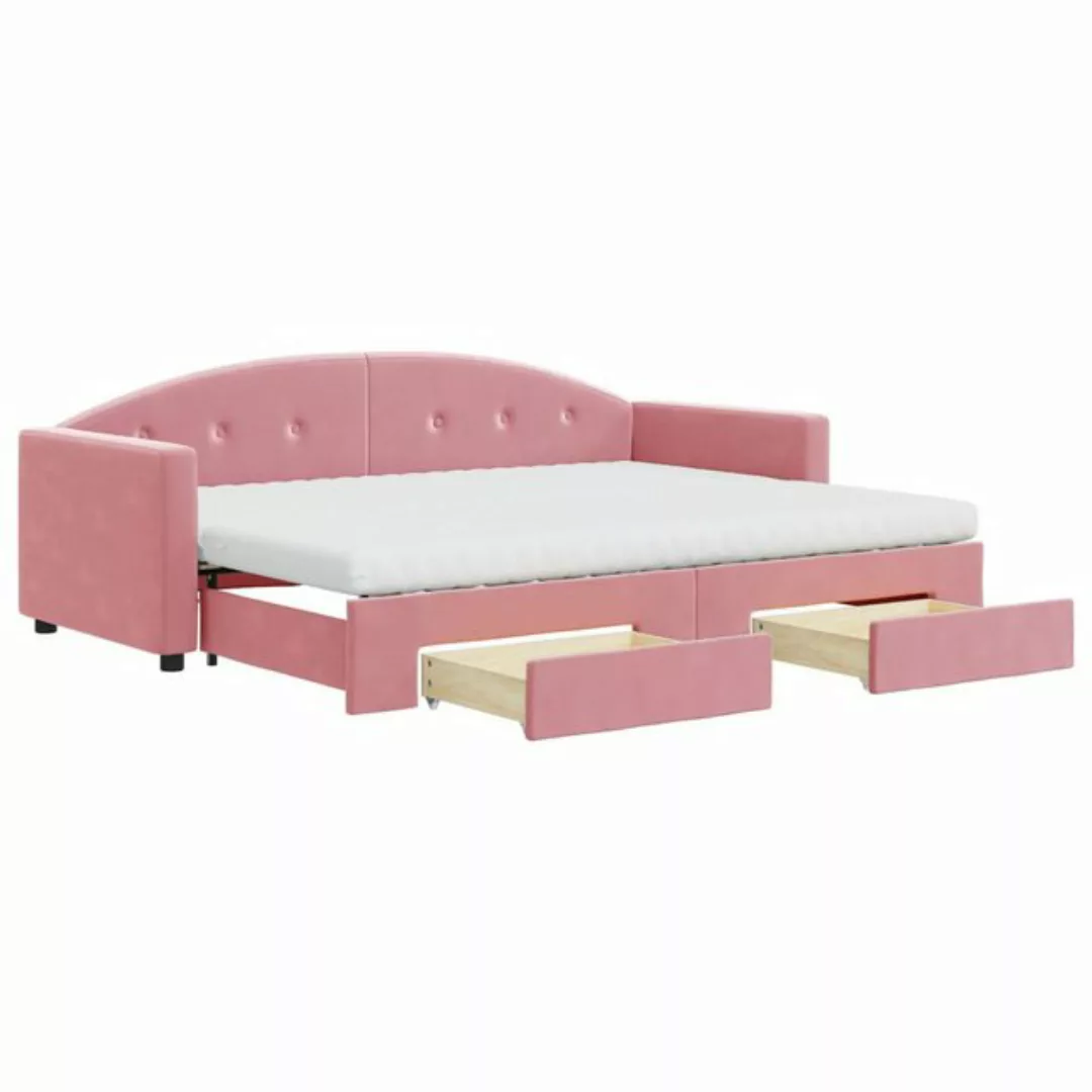 vidaXL Bett Tagesbett Ausziehbar mit Schubladen Rosa 80x200 cm Samt günstig online kaufen