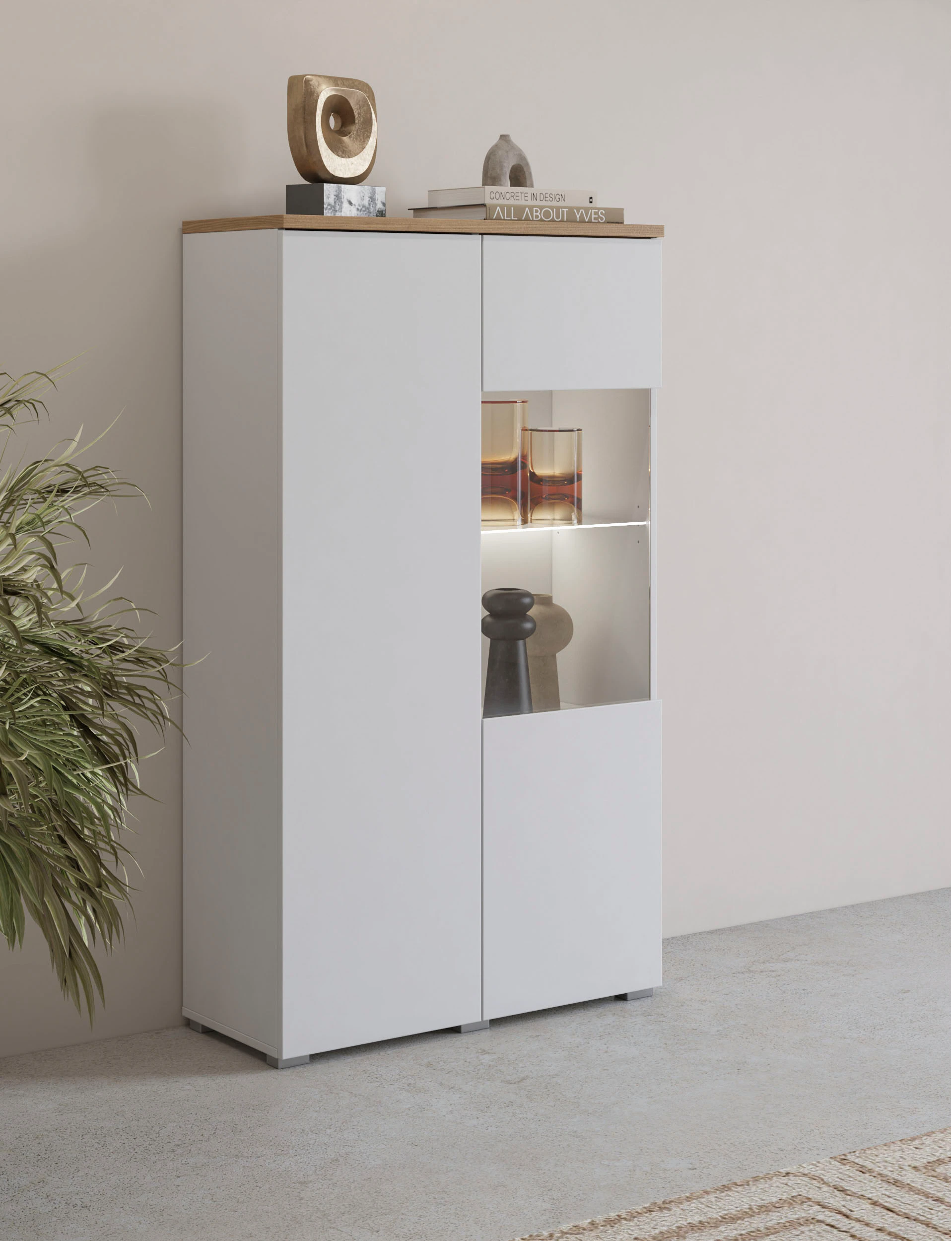 INOSIGN Vitrine "Modo, Breite 80 cm, moderner griffloser Vitrineschrank", V günstig online kaufen