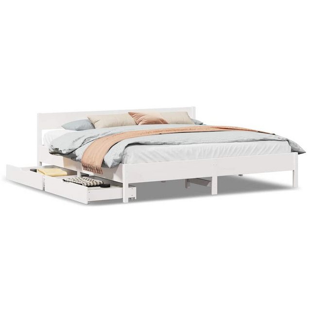 vidaXL Bett, Massivholzbett ohne Matratze Weiß 160x200 Kiefernholz günstig online kaufen