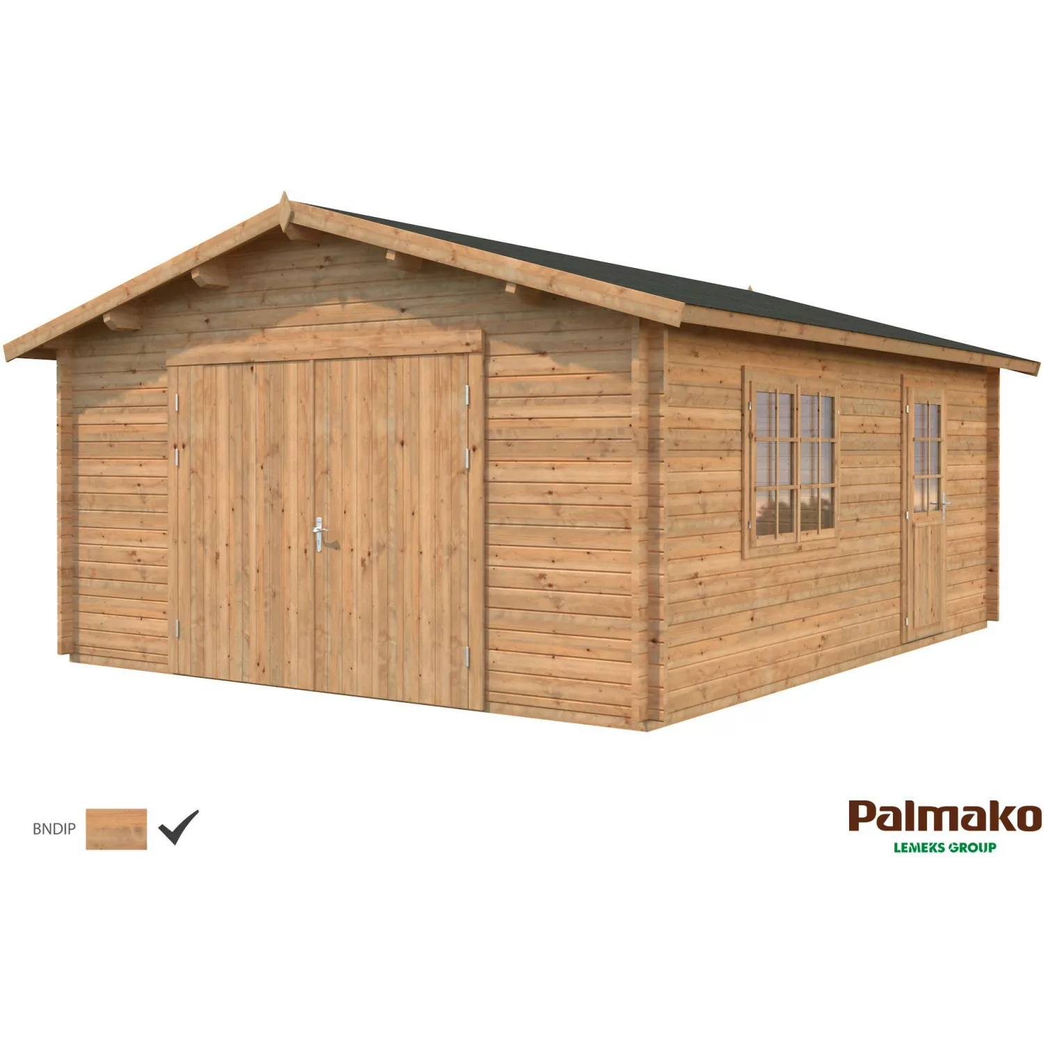 Palmako Holzgarage Roger mit Holztor Braun tauchgrundiert 450 cm x 550 cm günstig online kaufen