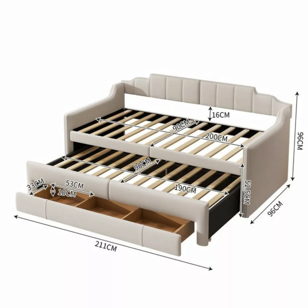 HAUSS SPLOE Schlafsofa 90*200(190) mit Schublade und ausziehbarem Bett, Bei günstig online kaufen