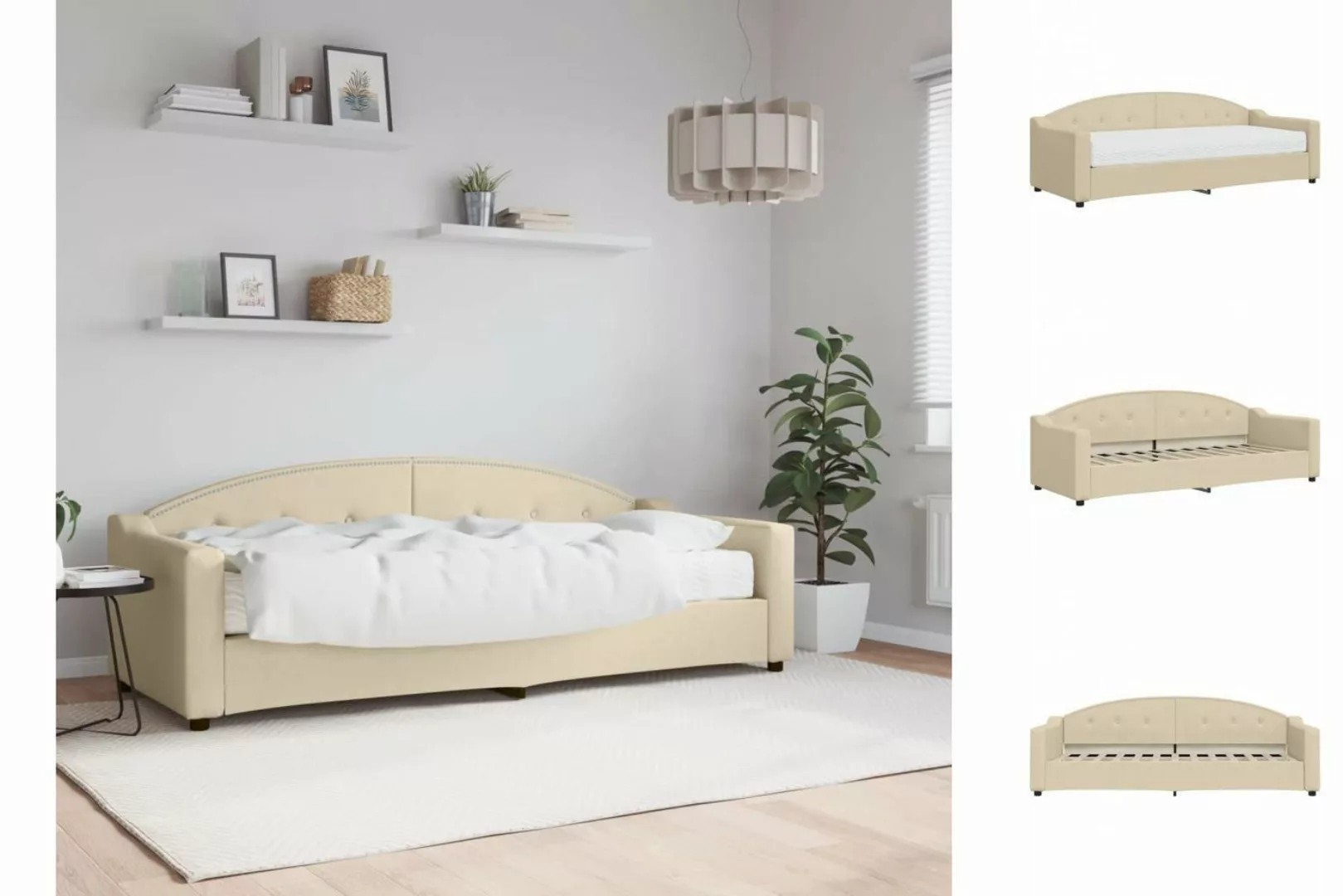 vidaXL Gästebett Gästebett Tagesbett mit Matratze Creme 80x200 cm Stoff Bet günstig online kaufen