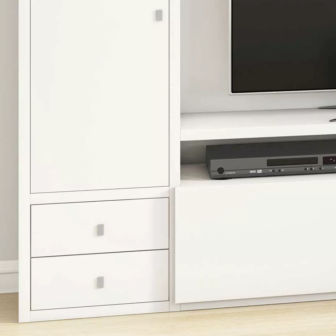TV Wohnwand in Weiß lackiert modern günstig online kaufen