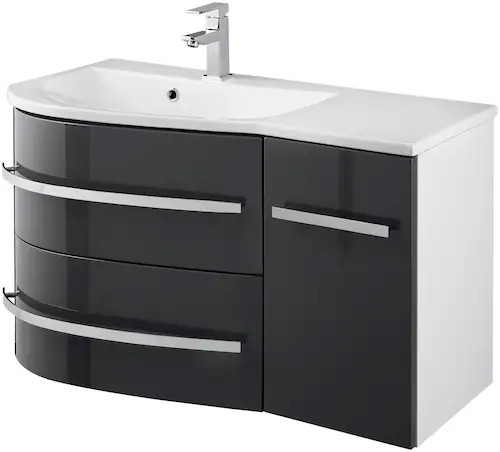 welltime Waschtisch "OSLO", Breite 90cm, geschwungene Form, Ablage rechts günstig online kaufen