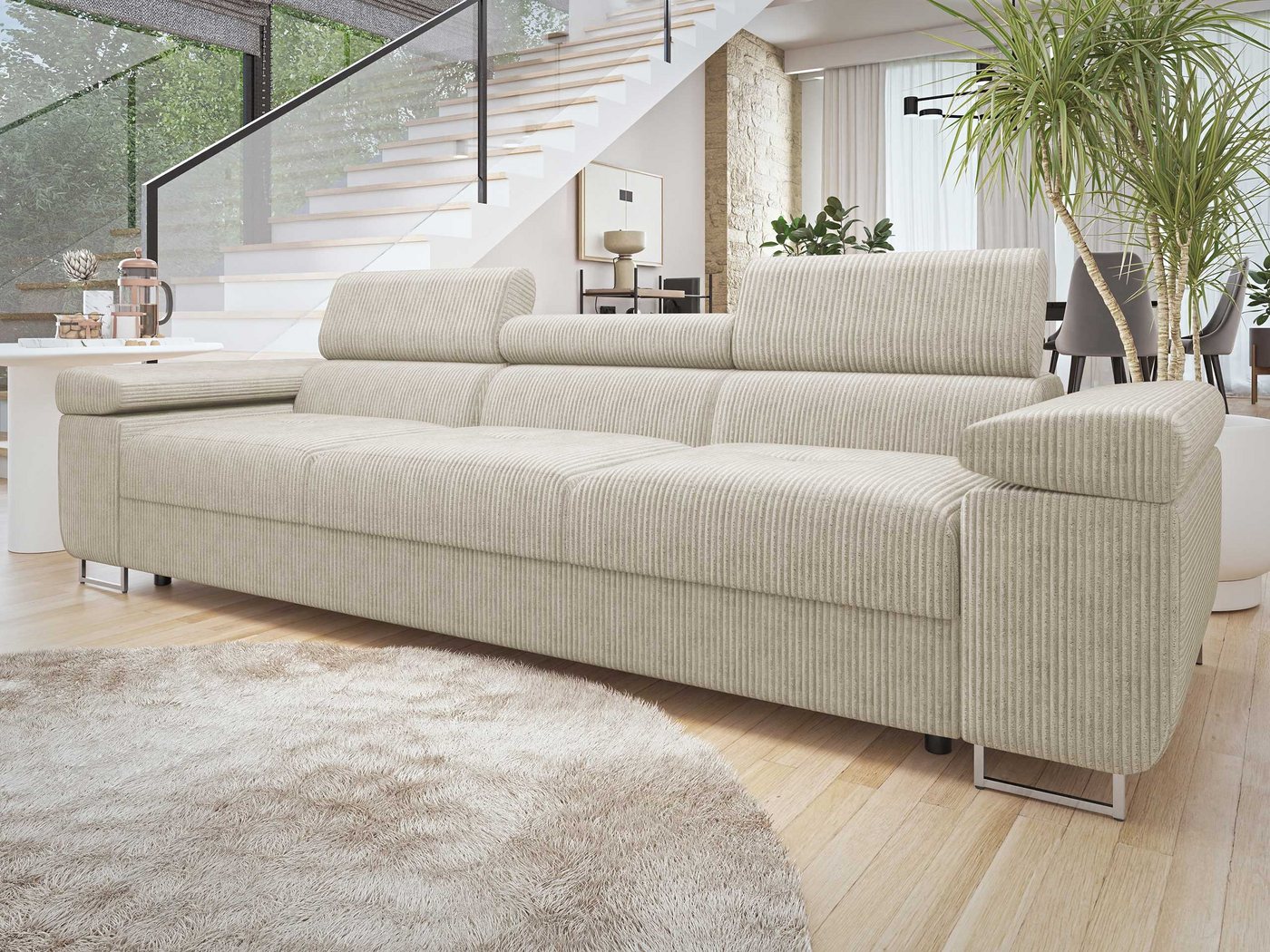 MIRJAN24 Sofa Torezio 3 Cord, Einstellbare Kopfstützen, 263x102x70-90 cm günstig online kaufen