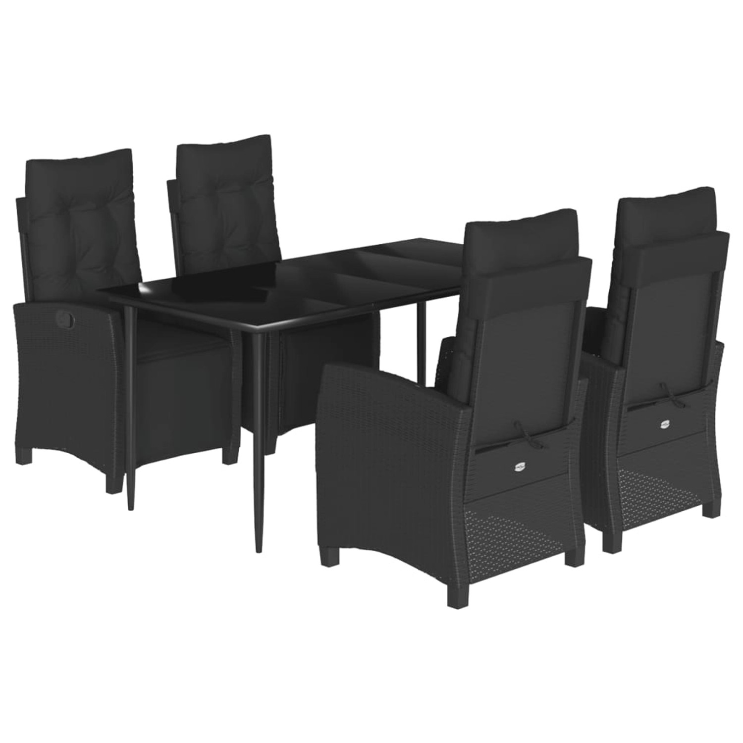 vidaXL 5-Tlg Garten-Essgruppe mit Kissen Schwarz Poly Rattan 3212963 günstig online kaufen