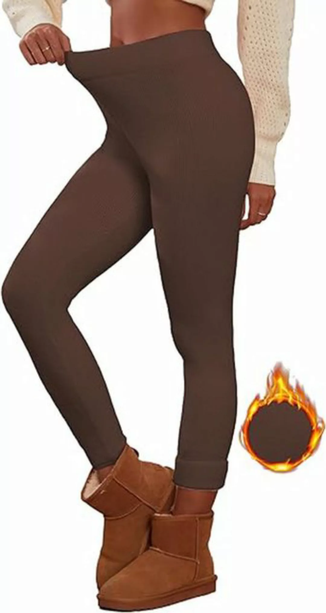 KIKI Thermoleggings Damen-Winter-Leggings, gestrickt, gerippt, sexy Slim-Fi günstig online kaufen