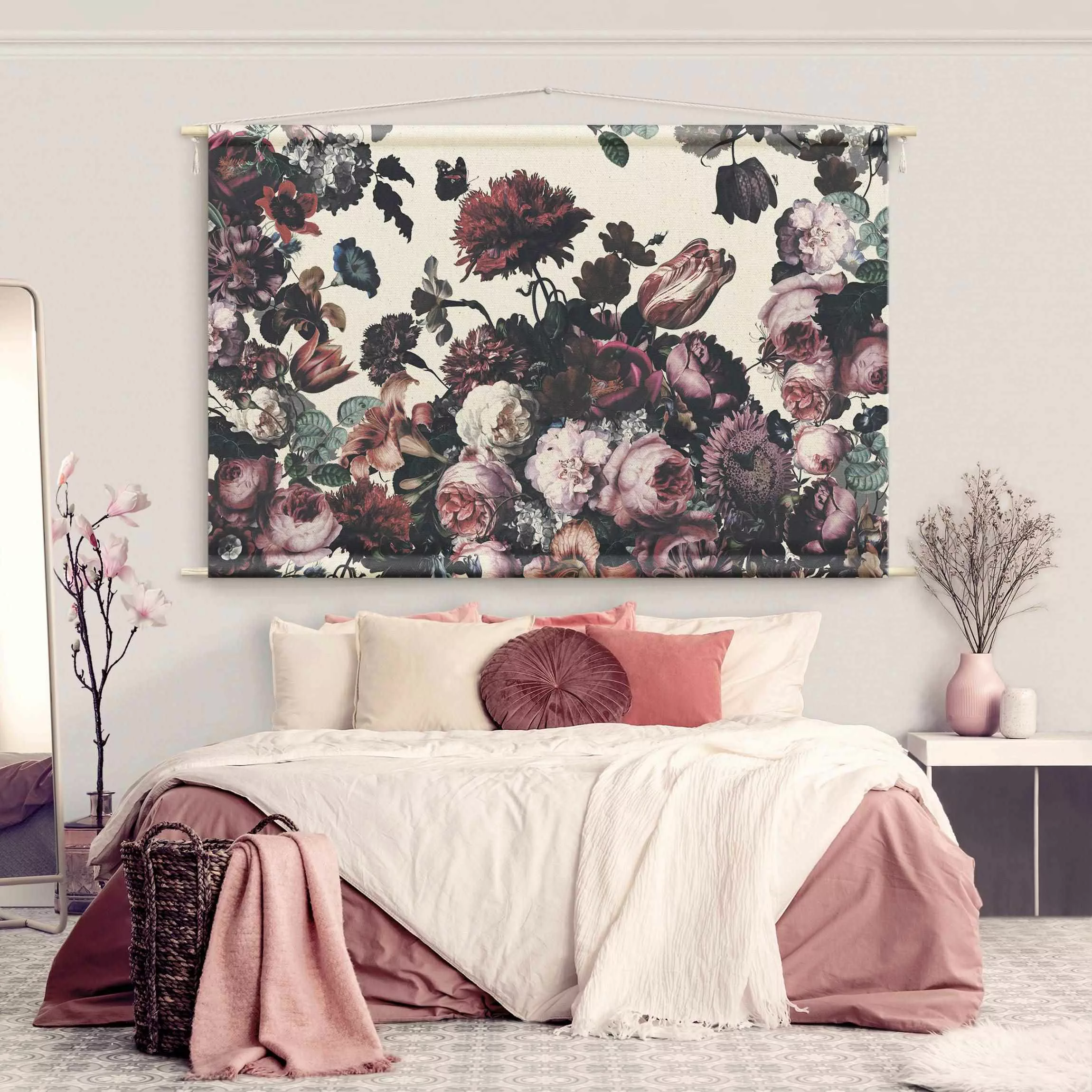 Wandteppich Altmeisterlicher Blumenrausch mit Rosen Bouquet günstig online kaufen