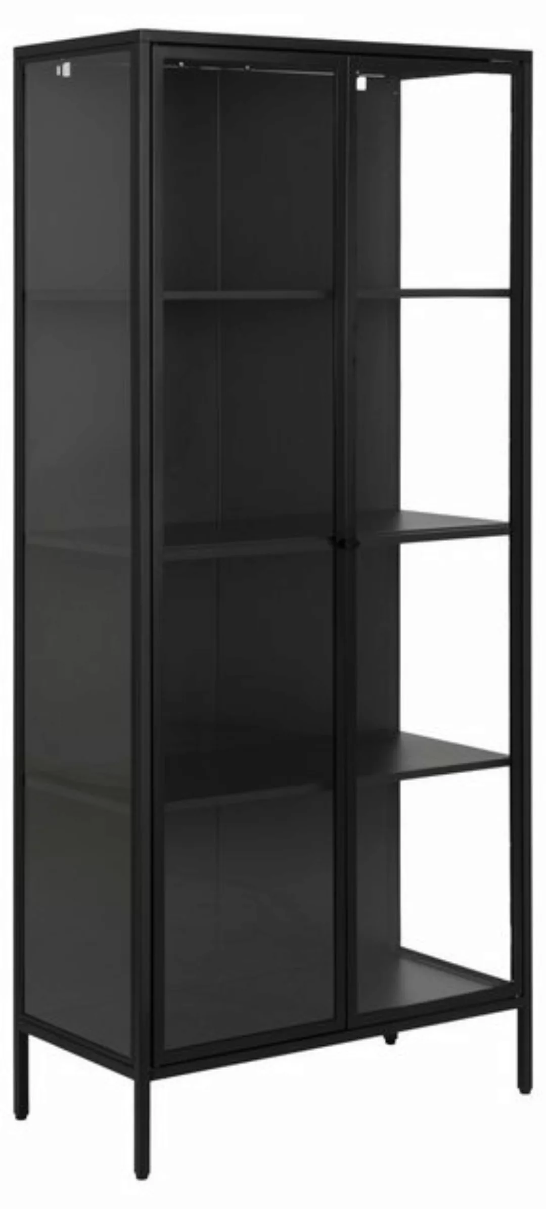 freiraum Glasvitrine Newcastle in schwarz, Stahl - 80x180x40cm (BxHxT) günstig online kaufen