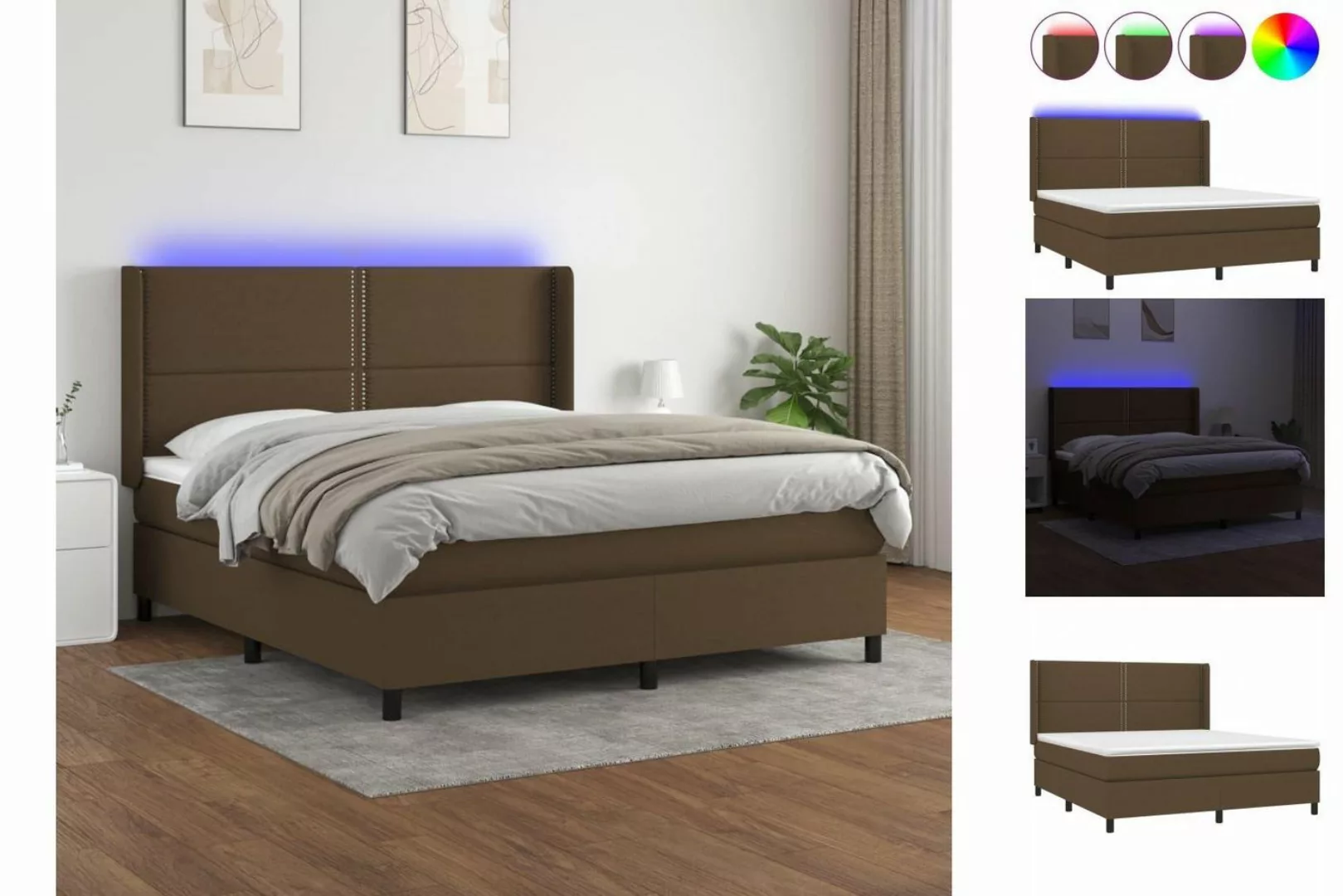 vidaXL Boxspringbett Boxspringbett mit Matratze und LED Stoff (160 x 200 cm günstig online kaufen