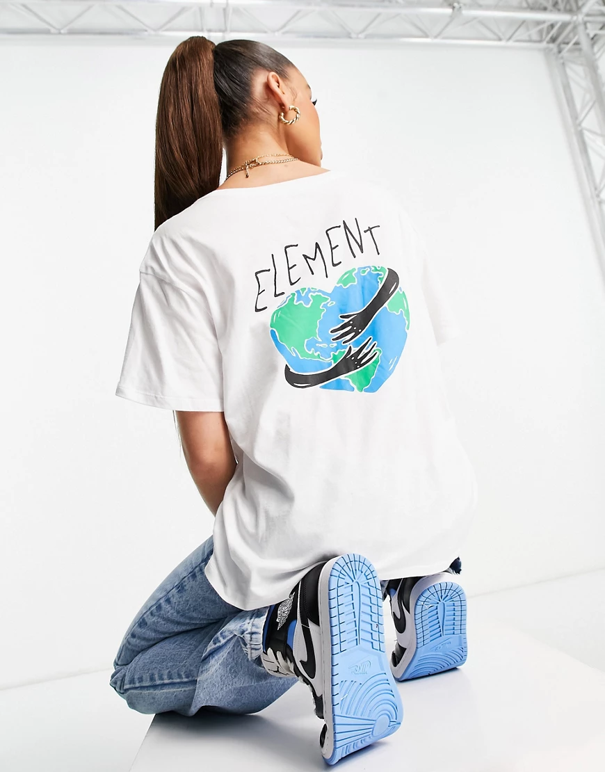 Element – Raven – T-Shirt in Weiß mit Rückenprint, exklusiv bei ASOS günstig online kaufen