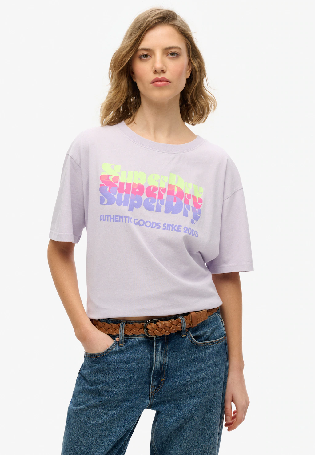 Superdry Rundhalsshirt "SU-NEON RAINBOW OVERSIZED TEE" günstig online kaufen