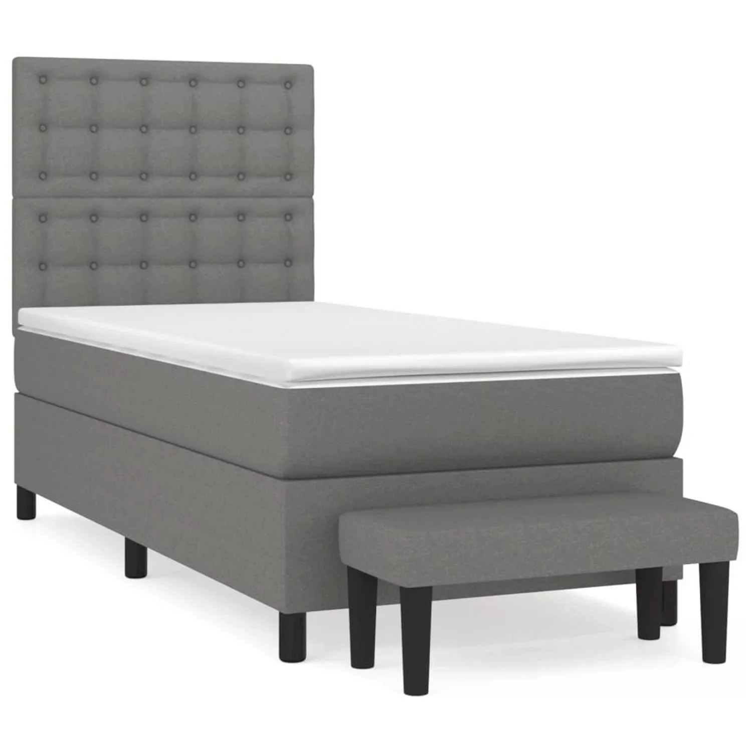 vidaXL Boxspringbett mit Matratze Dunkelgrau 100x200 cm Stoff1400071 günstig online kaufen