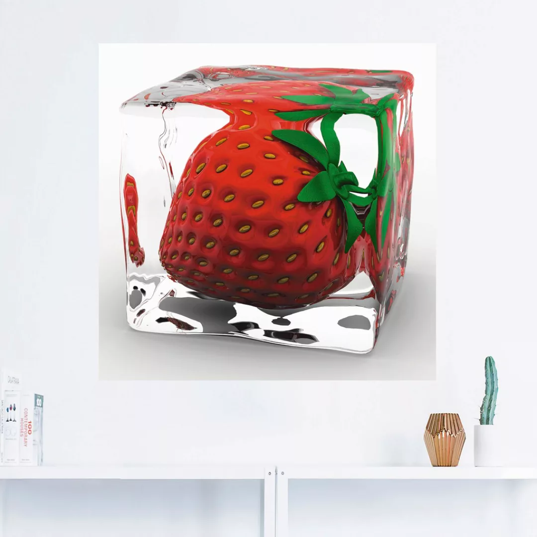 Artland Wandbild "Erdbeere in Eis", Lebensmittel, (1 St.) günstig online kaufen