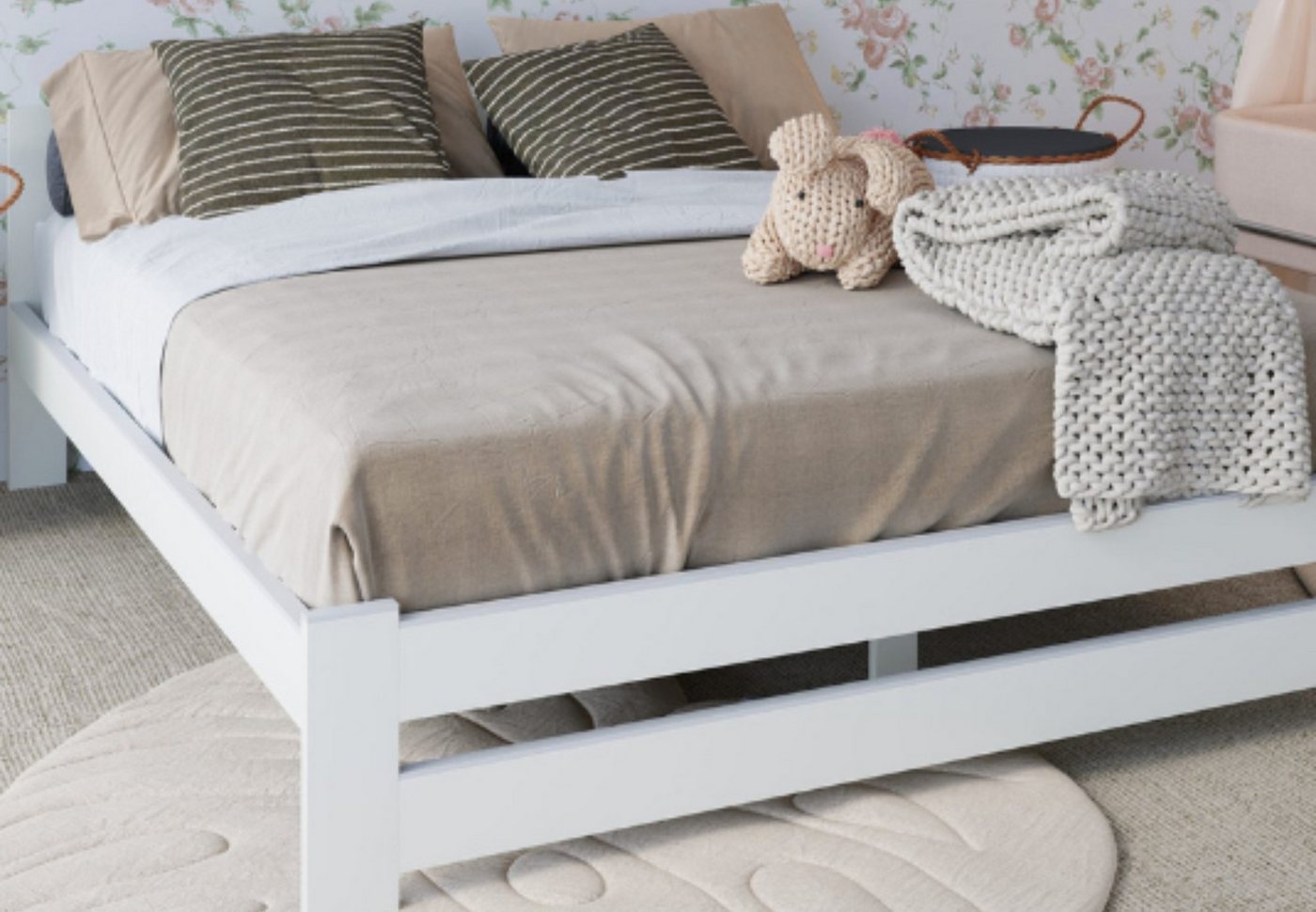 Home Collective Holzbett mit Lattenrost Modern Bett Kiefer Bettgestell Mass günstig online kaufen