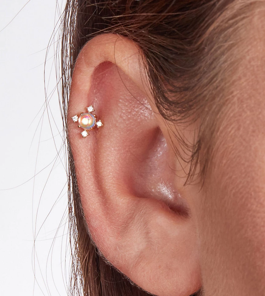 With Bling – Vergoldetes funkelndes Piercing mit 6 mm langem Titansteg-Gold günstig online kaufen