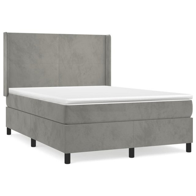 vidaXL Bettgestell Boxspringbett mit Matratze Hellgrau 140x190 cm Samt Bett günstig online kaufen