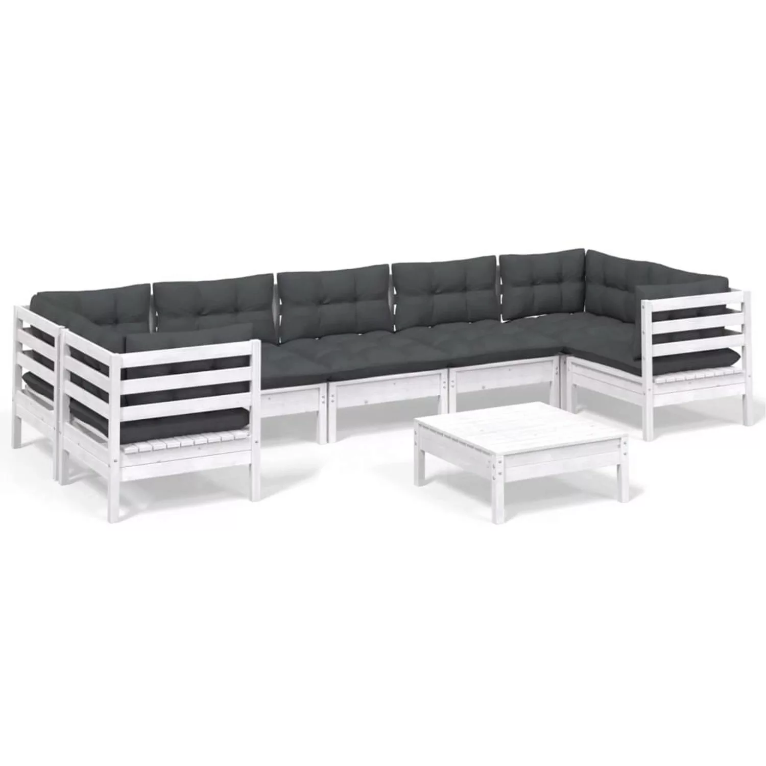 vidaXL 8-tlg Garten-Lounge-Set mit Kissen Weiß Kiefernholz Modell 4 günstig online kaufen