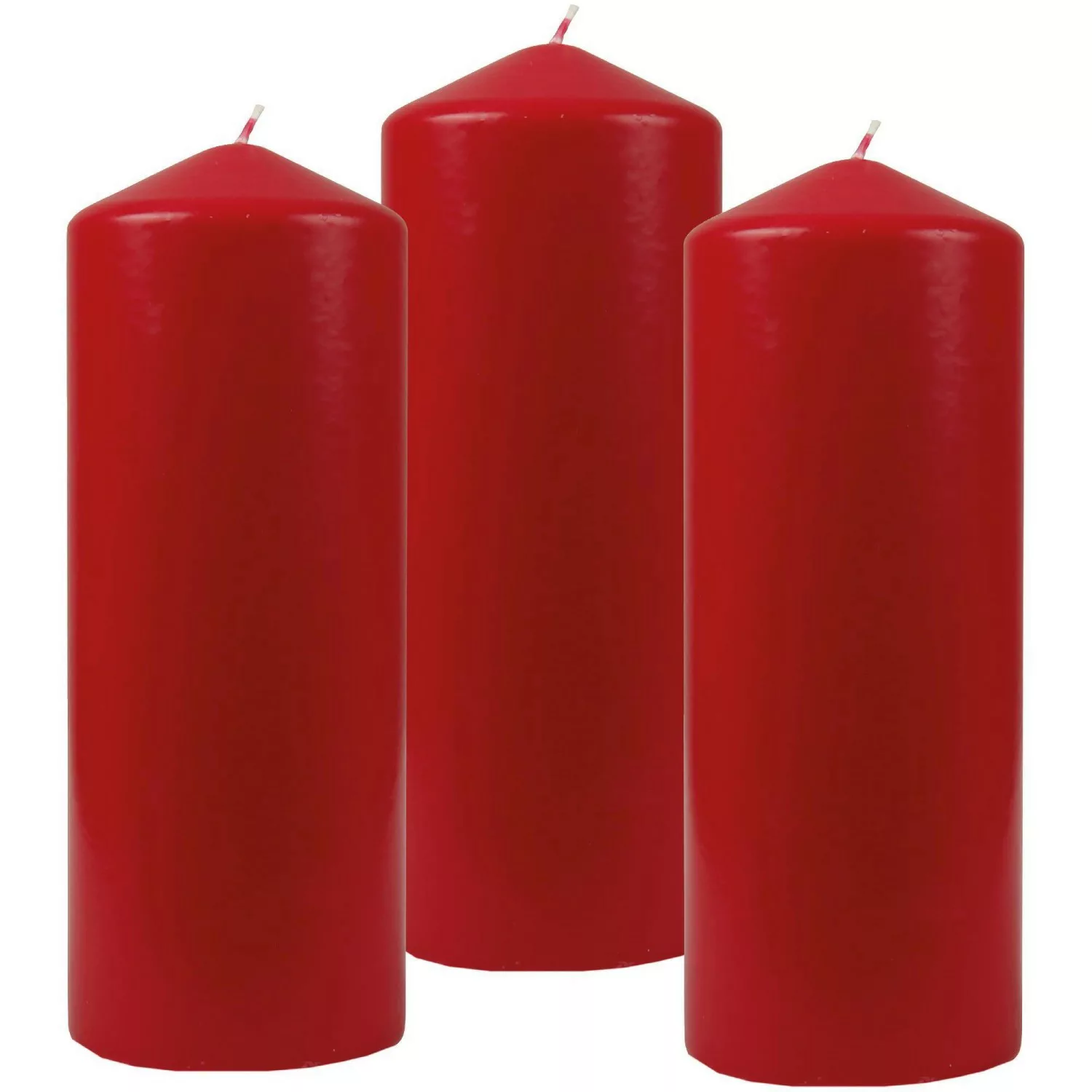 HS Candle Stumpenkerzen Ø6cm 3er Pack Rubinrot günstig online kaufen