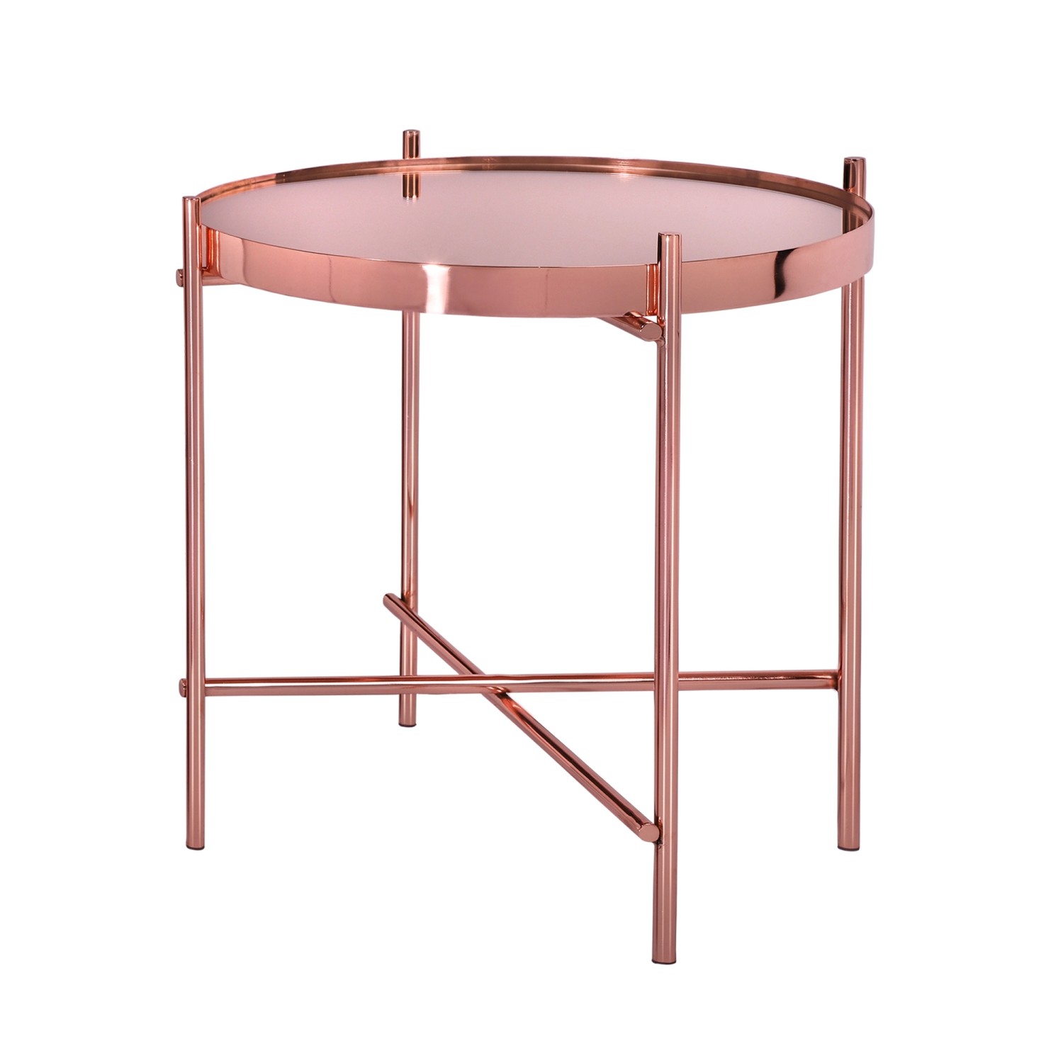 WOMO-DESIGN Beistelltisch 43 x 45 cm in Kupfer aus Metall und Glas günstig online kaufen