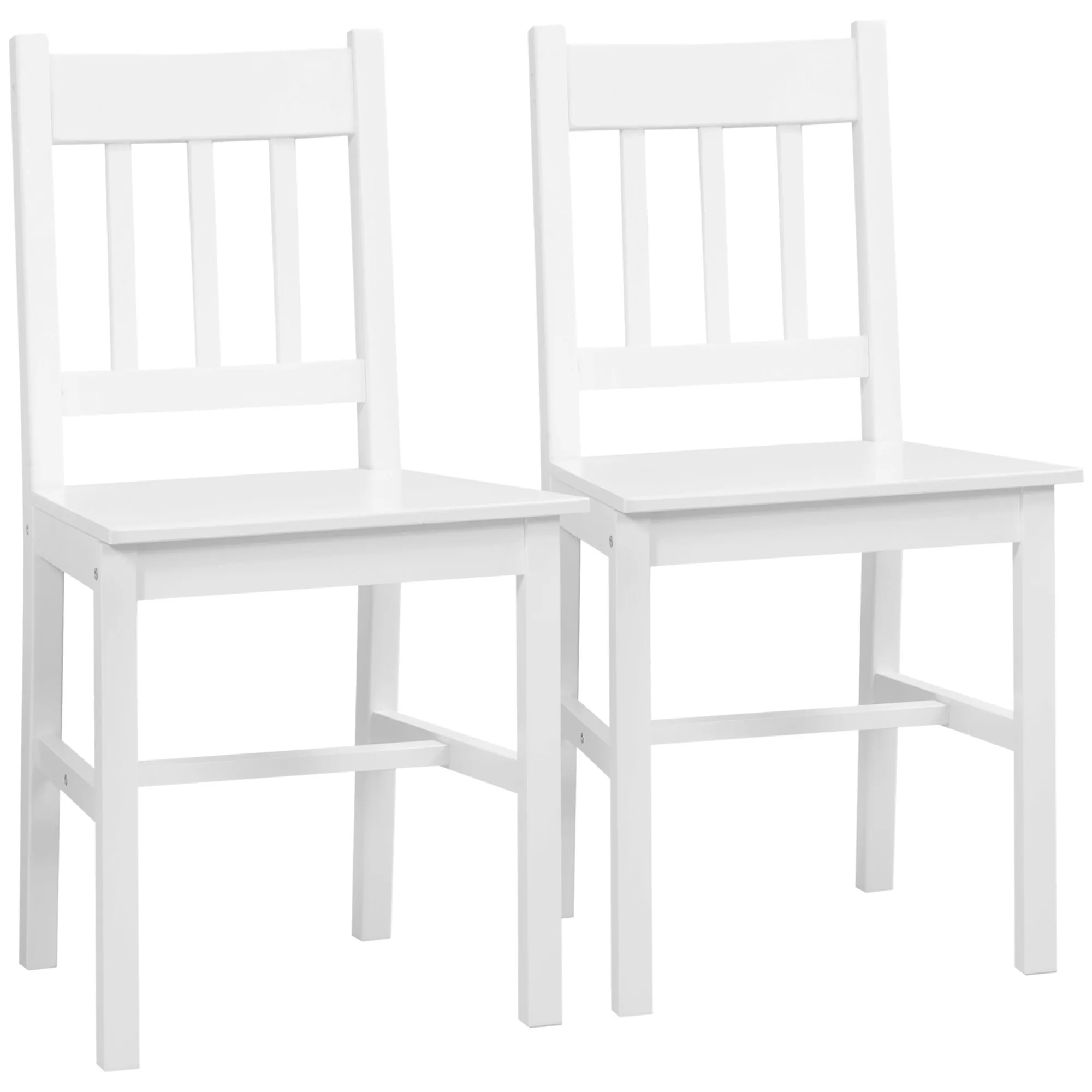 HOMCOM Esszimmerstuhl 2er Set  Stilvolle Küchenstühle in Weiß, Kiefernholz, günstig online kaufen