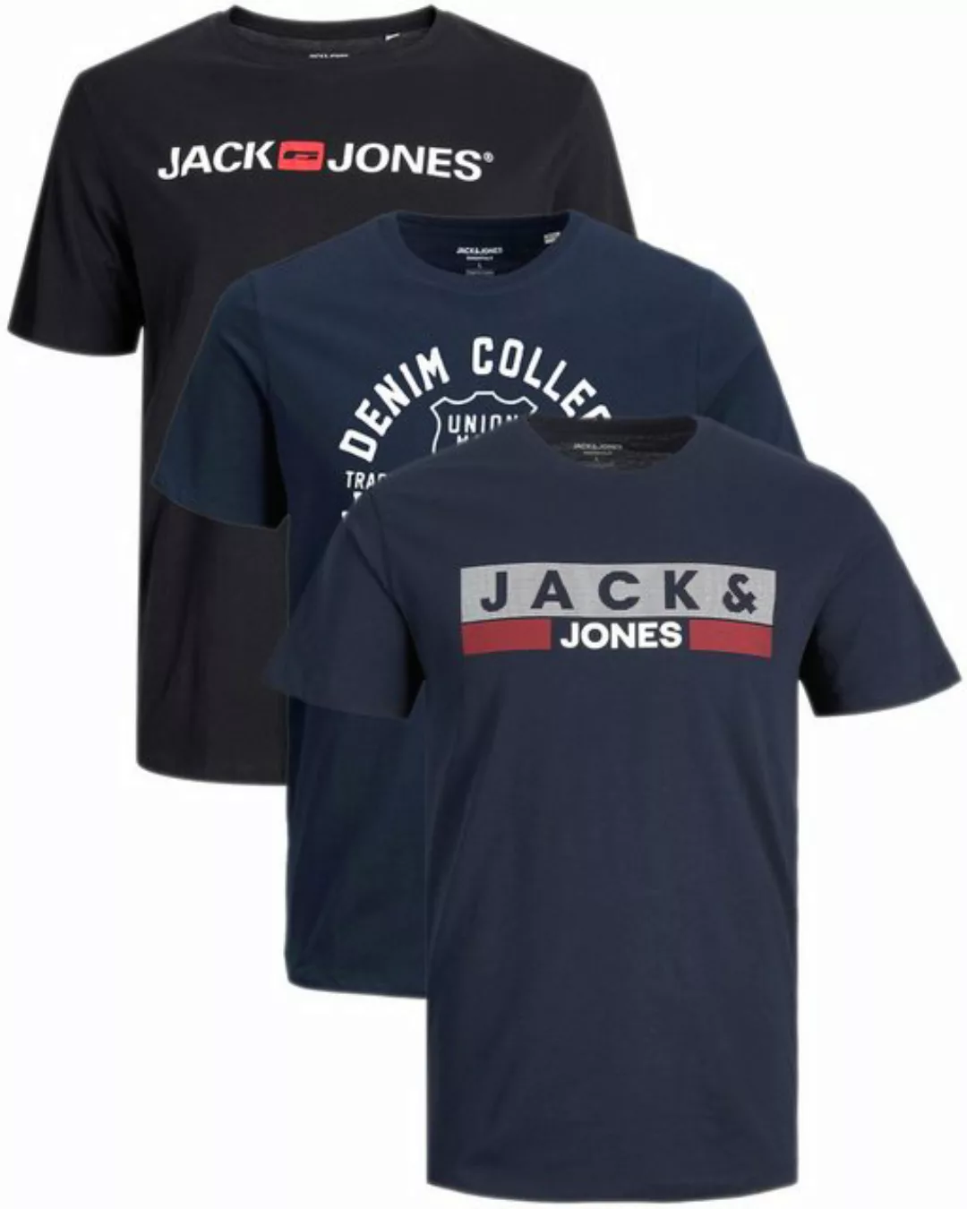 Jack & Jones Plus Print-Shirt (Spar-Set, 3er-Pack) Big Size Shirt Übergröße günstig online kaufen