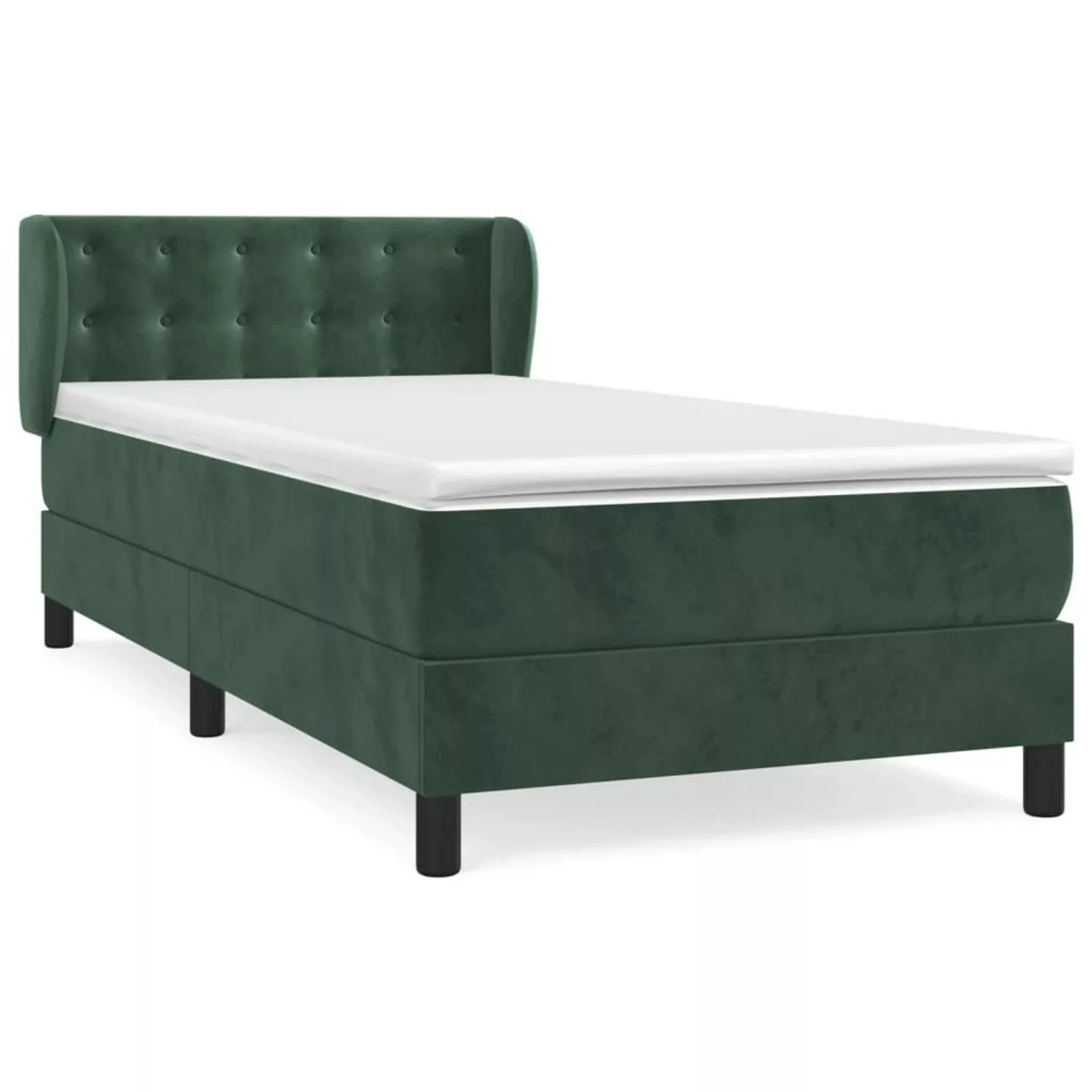 vidaXL Boxspringbett mit Matratze Dunkelgrün 80x200 cm Samt1537238 günstig online kaufen