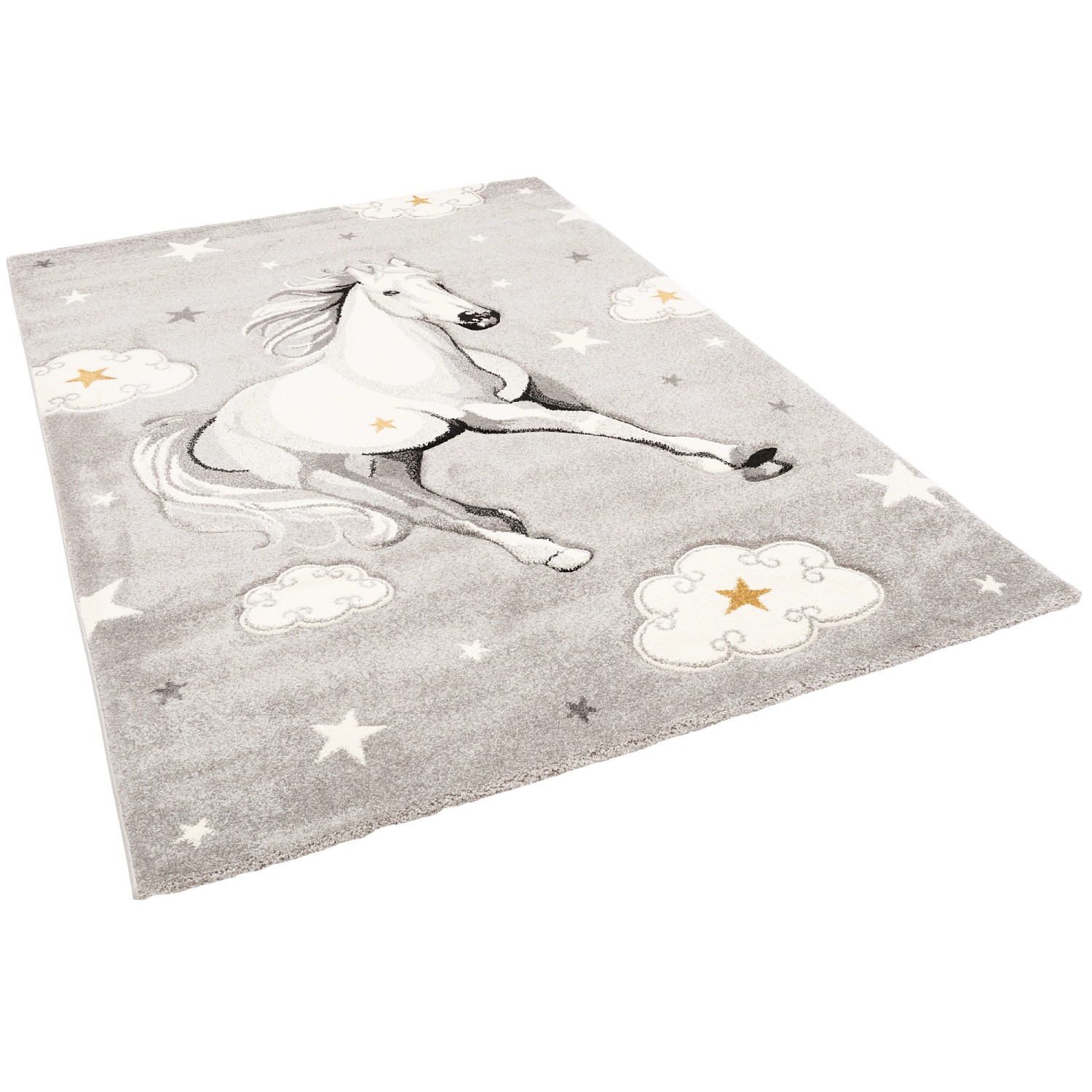 Pergamon Kinder Teppich Maui Kids Pferd Sterne Spielteppiche grau Gr. 200 x günstig online kaufen