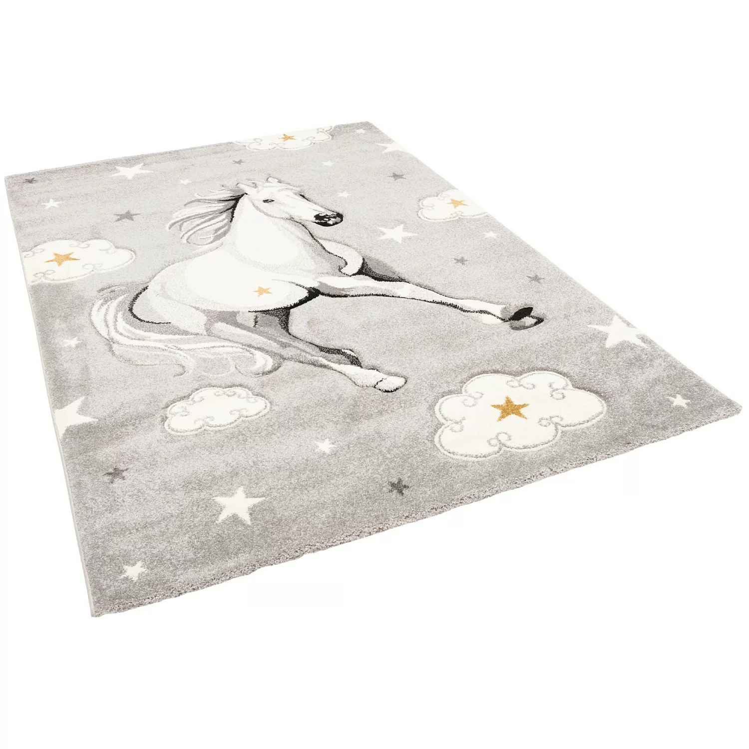 Pergamon Kinder Teppich Maui Kids Pferd Sterne Spielteppiche grau Gr. 160 x günstig online kaufen