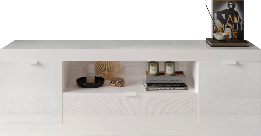 TV-Möbel mit 2 Türen, 1 Schublade & 1 Ablage - Naturfarben & Weiß lackiert günstig online kaufen