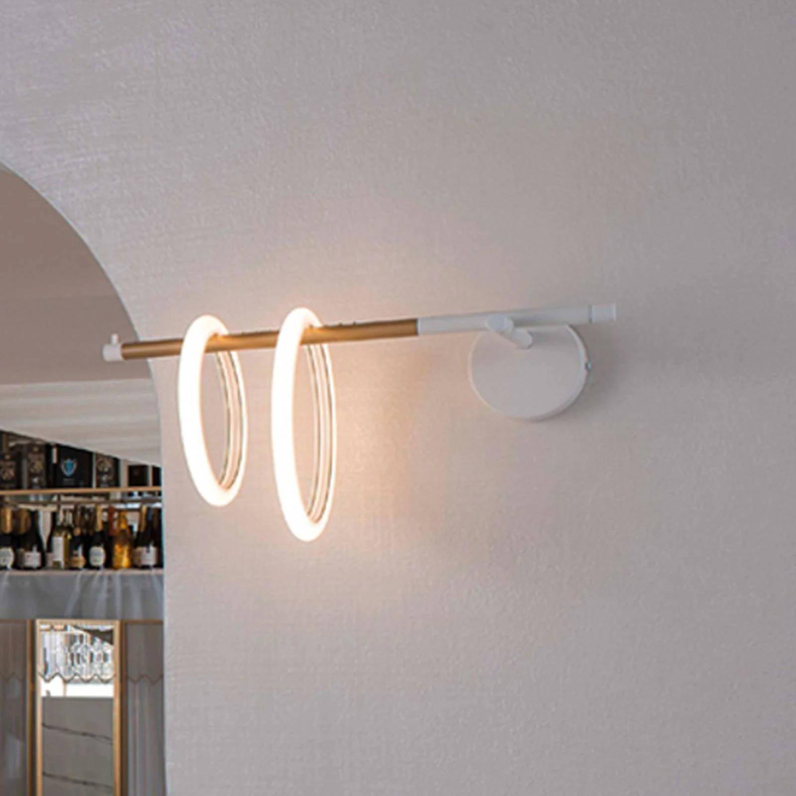 LED-Wandleuchte Ulaop, zwei Ringe, links, weiß günstig online kaufen