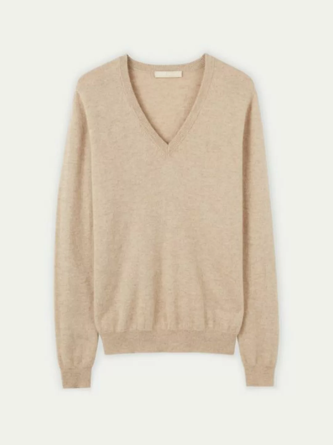 GOBI Cashmere V-Ausschnitt-Pullover Naturfarbe Basic V-Ausschnitt Kaschmirp günstig online kaufen