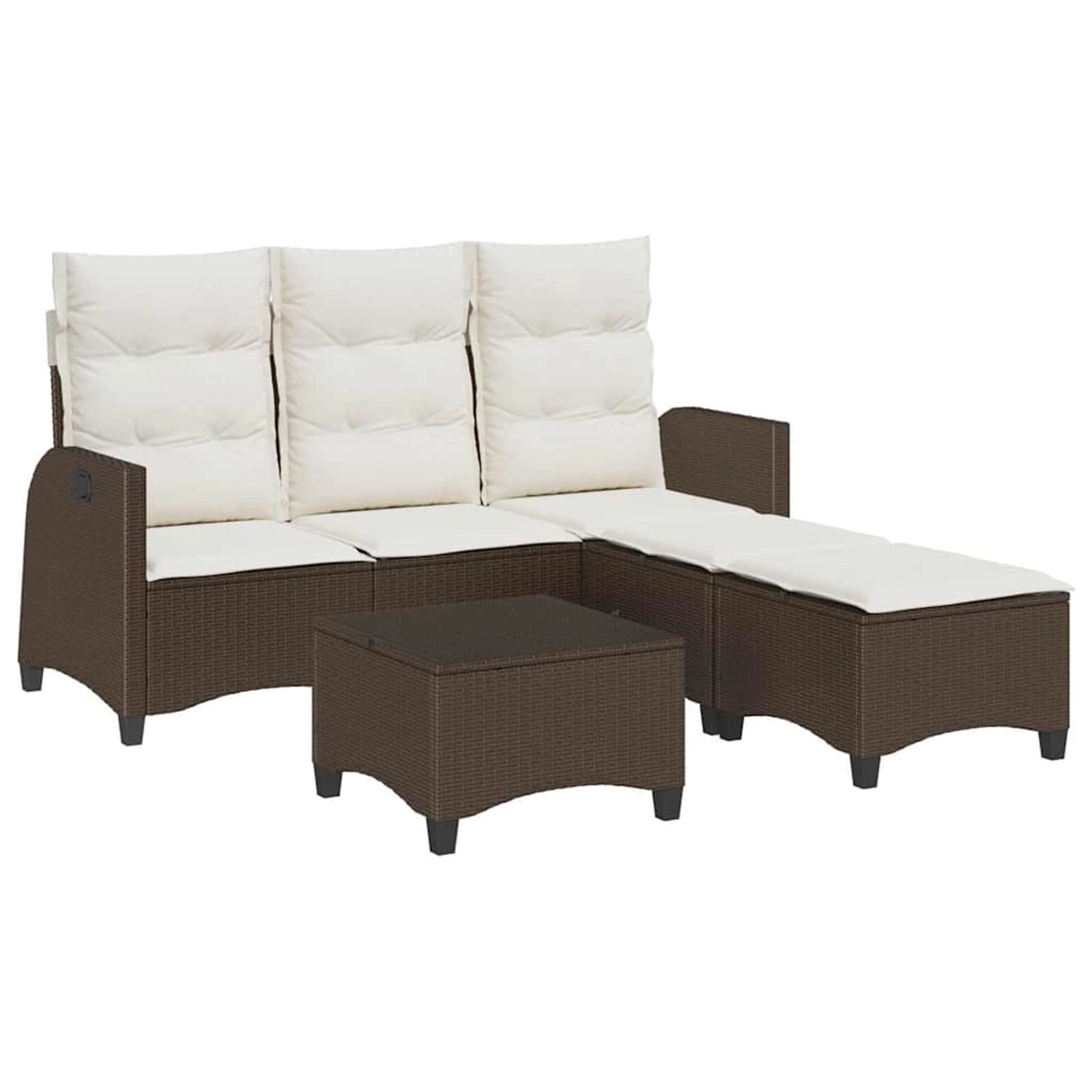 vidaXL 3-Tlg Garten-Sofagarnitur mit Kissen L-Form Braun Poly Rattan 332863 günstig online kaufen