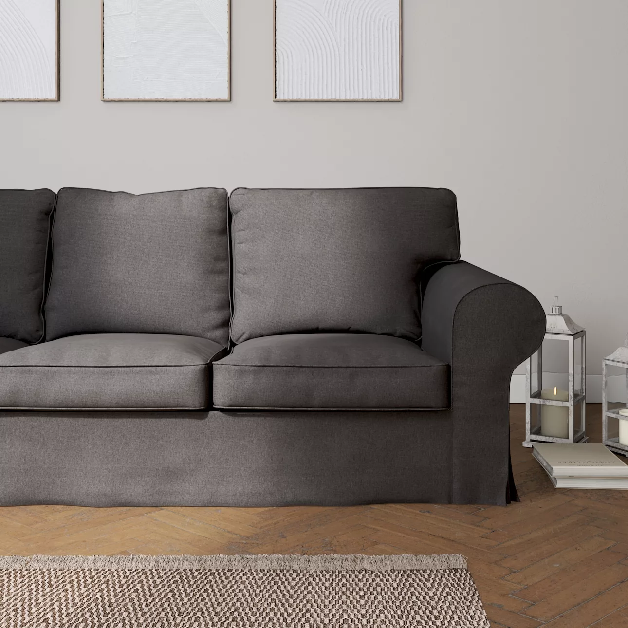 Bezug für Ektorp 3-Sitzer Sofa nicht ausklappbar, dunkelgrau, Sofabezug für günstig online kaufen