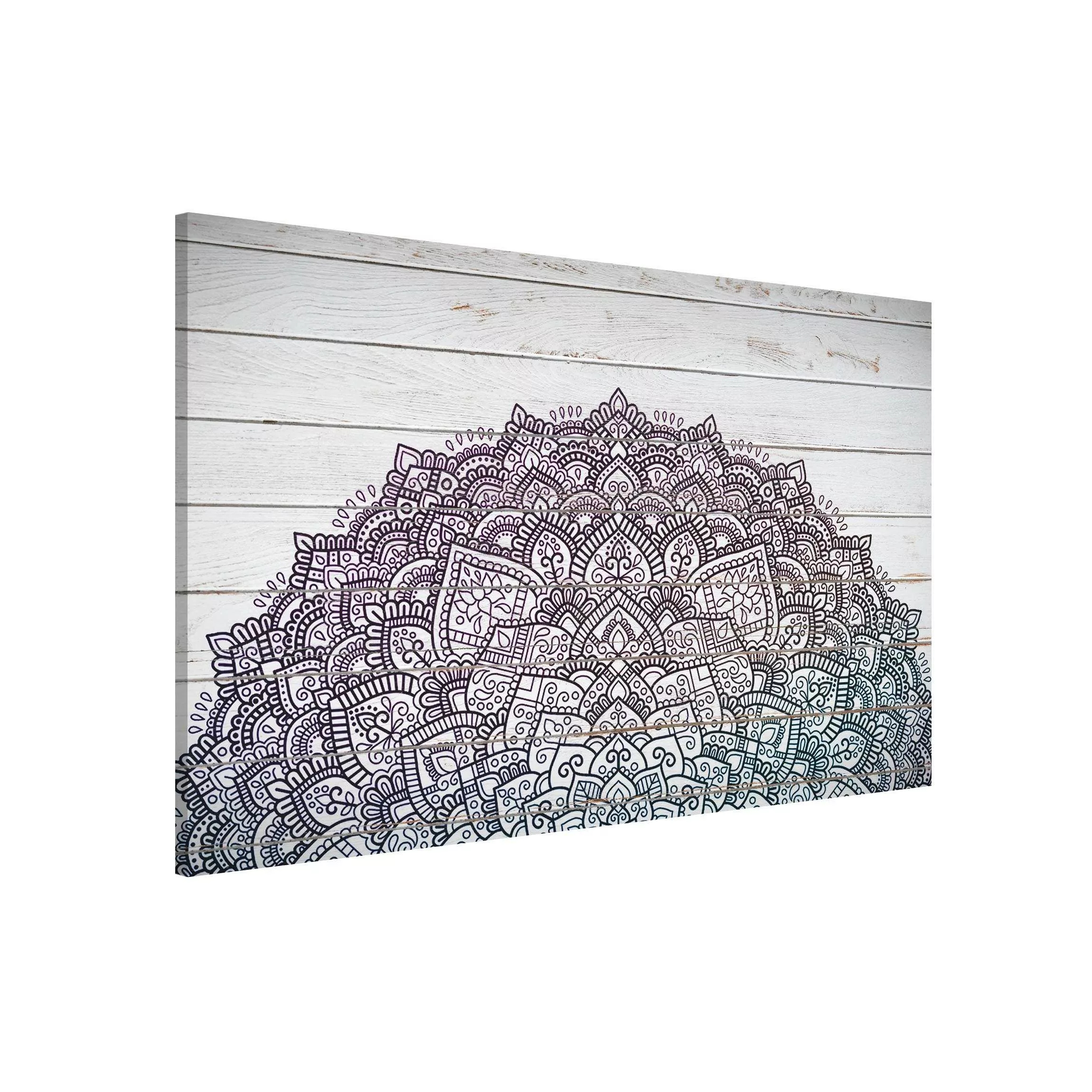 Magnettafel Mandala Lotusblüte Holzoptik weiß günstig online kaufen