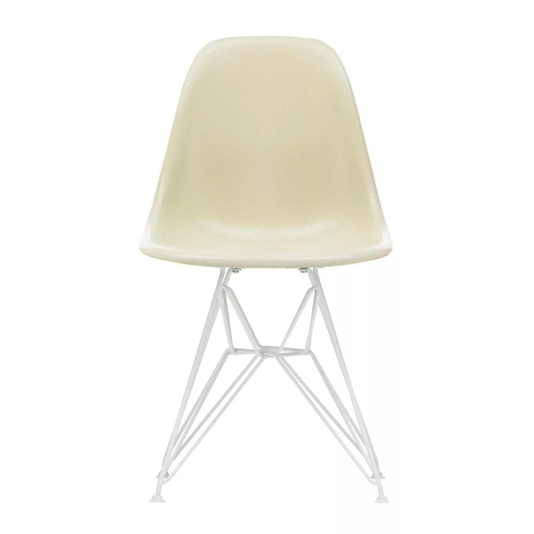 Vitra - Eames Fiberglass Side Chair DSR weiß - Pergament/Sitzschale Fibergl günstig online kaufen