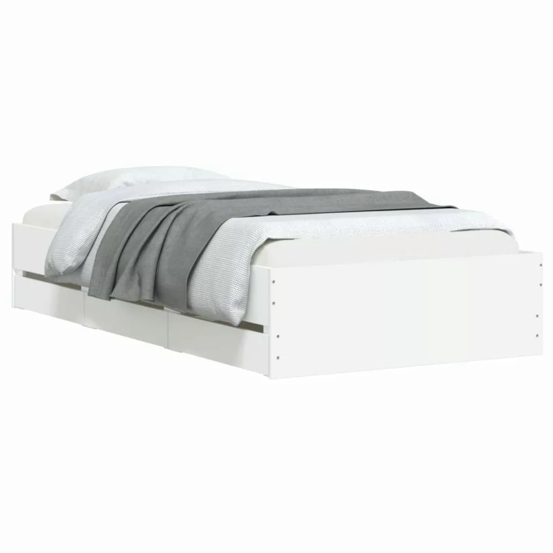vidaXL Bett Bettgestell mit Schubladen Weiß günstig online kaufen