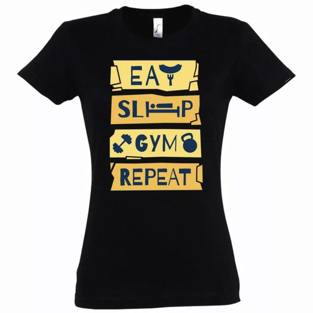 Youth Designz T-Shirt Eat Sleep Gym Repeat Damen Shirt im Fun-Look günstig online kaufen