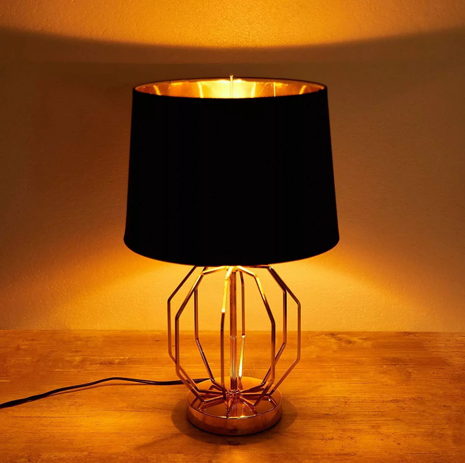 BRUBAKER Nachttischlampe Vintage Tischlampe Gold Gitter günstig online kaufen