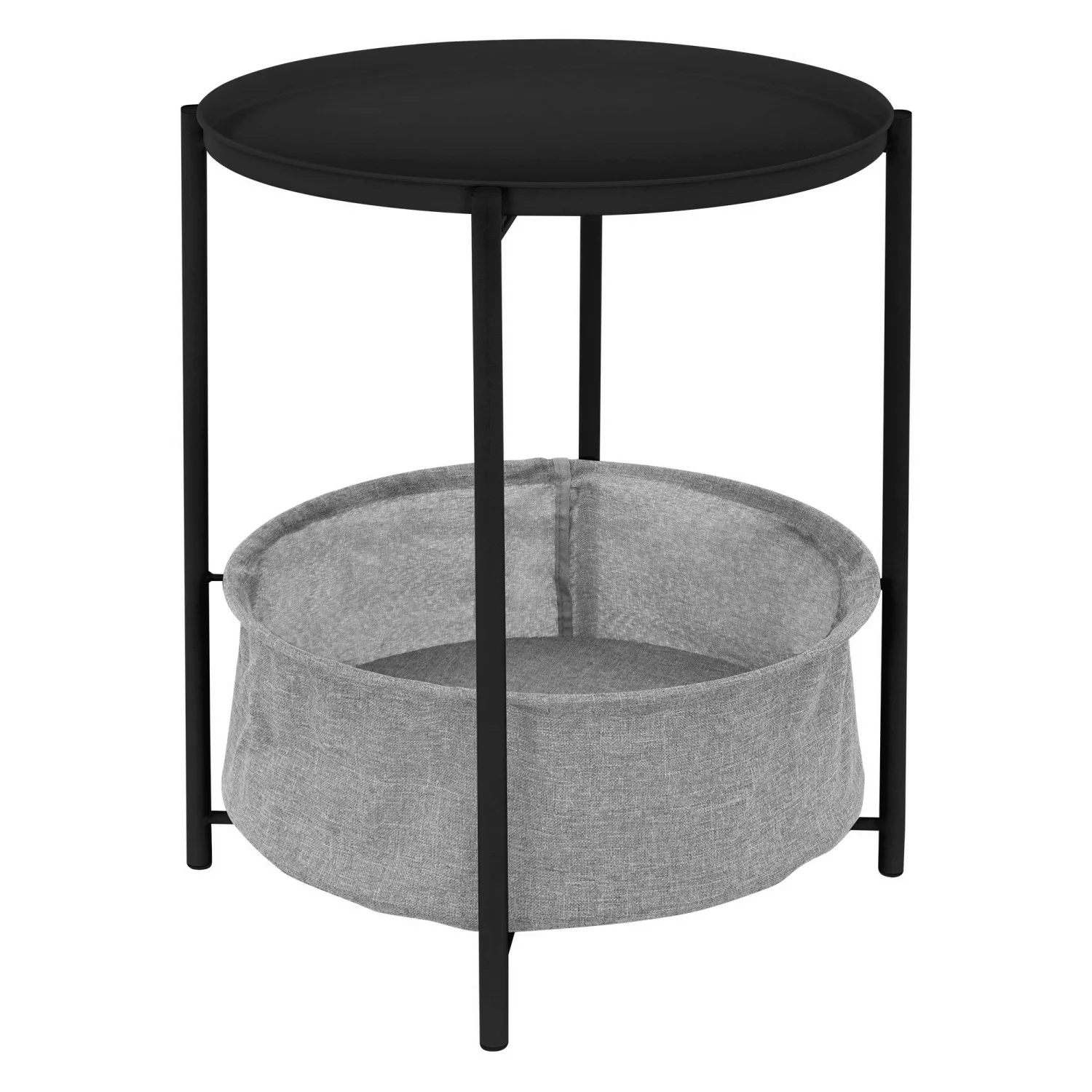 ML-Design Beistelltisch Rund 46xH51 cm Couchtisch mit Stoffkorb Schwarz Met günstig online kaufen