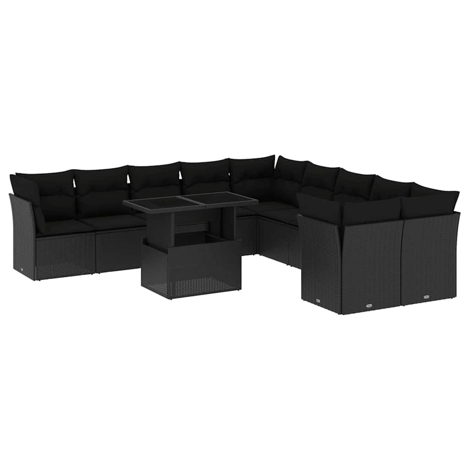 vidaXL 11-Tlg Garten-Sofagarnitur mit Kissen Schwarz Poly Rattan 3266875 günstig online kaufen