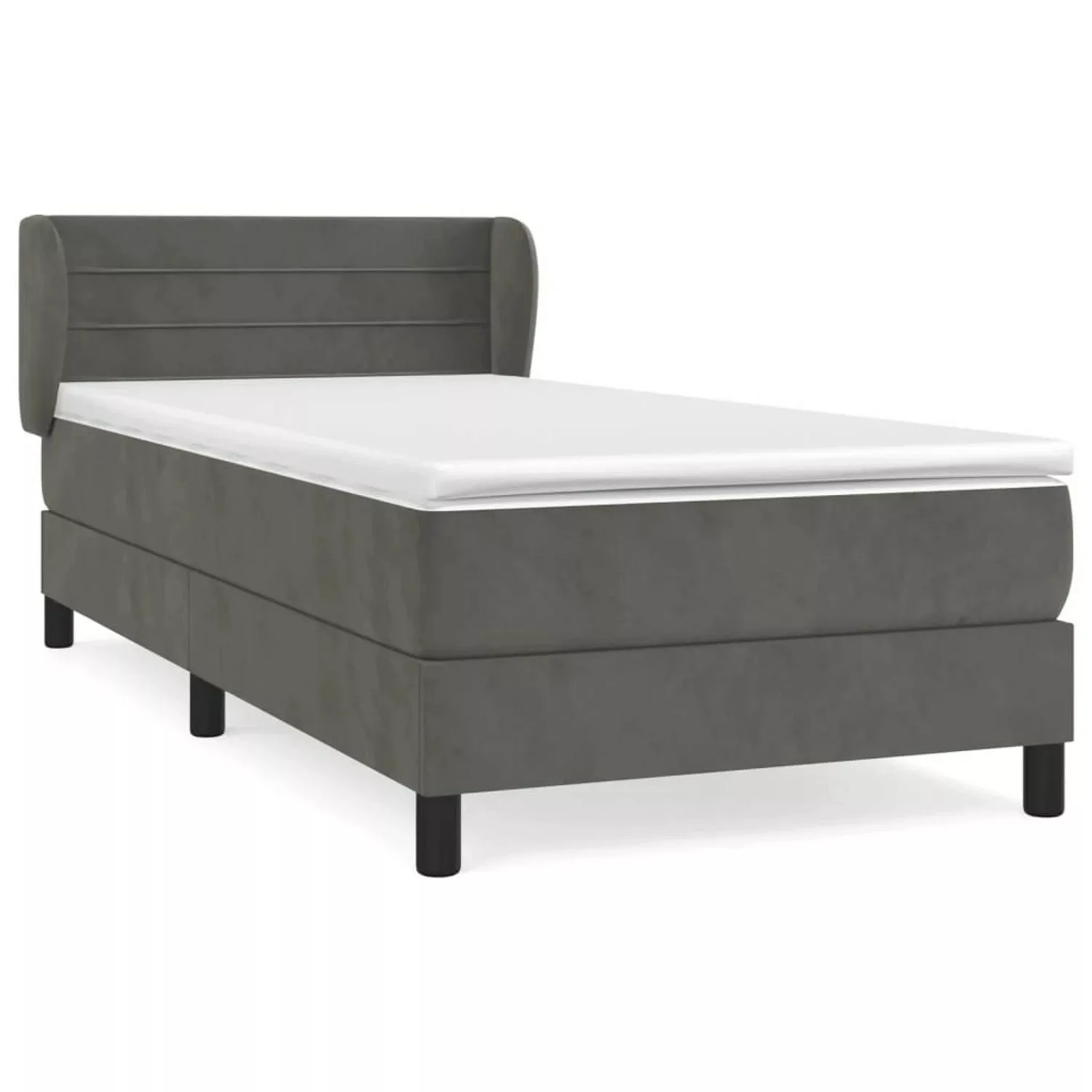 vidaXL Boxspringbett Boxspringbett mit Matratze Dunkelgrau 100x200 cm Samt günstig online kaufen