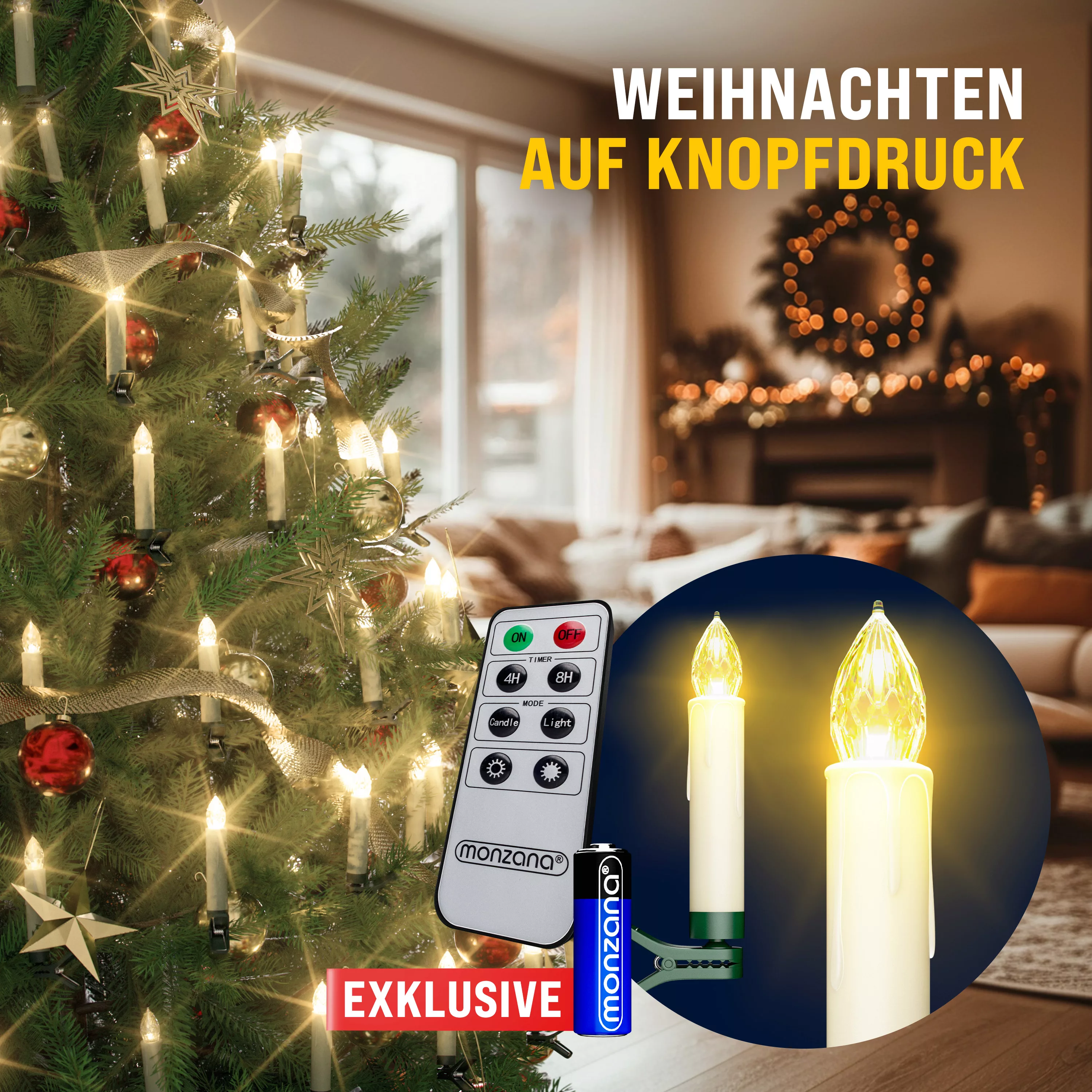 LED Weihnachtsbaumkerzen 30er-Set Warmweiß mit Fernbedienung günstig online kaufen