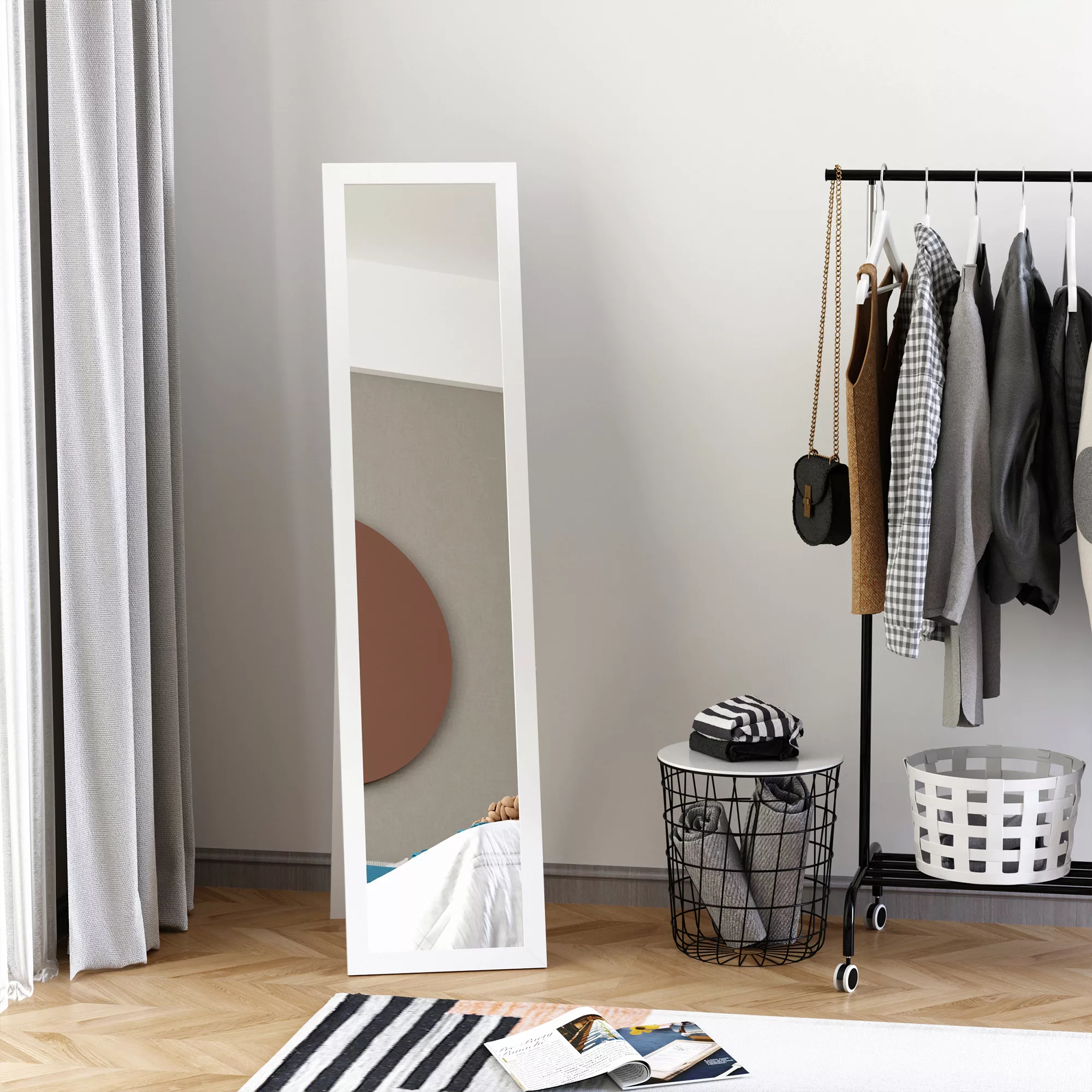 HOMCOM Ganzkörperspiegel, 154 x 37 cm Wandspiegel mit Ständer, Standspiegel günstig online kaufen