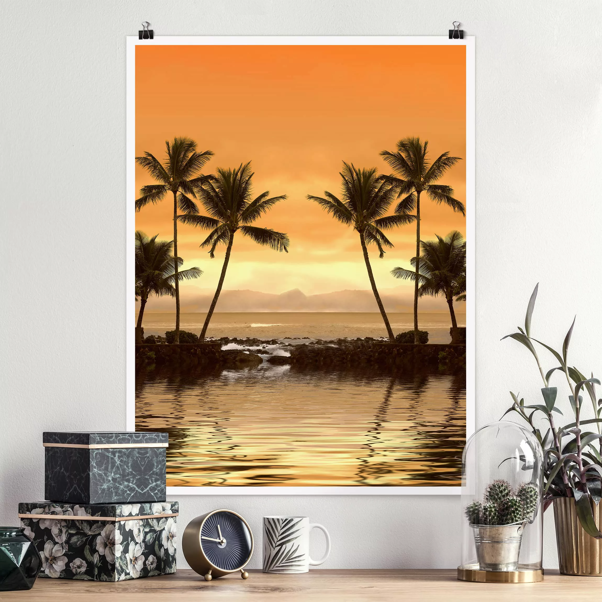 Poster Strand - Hochformat Caribbean Sunset I günstig online kaufen