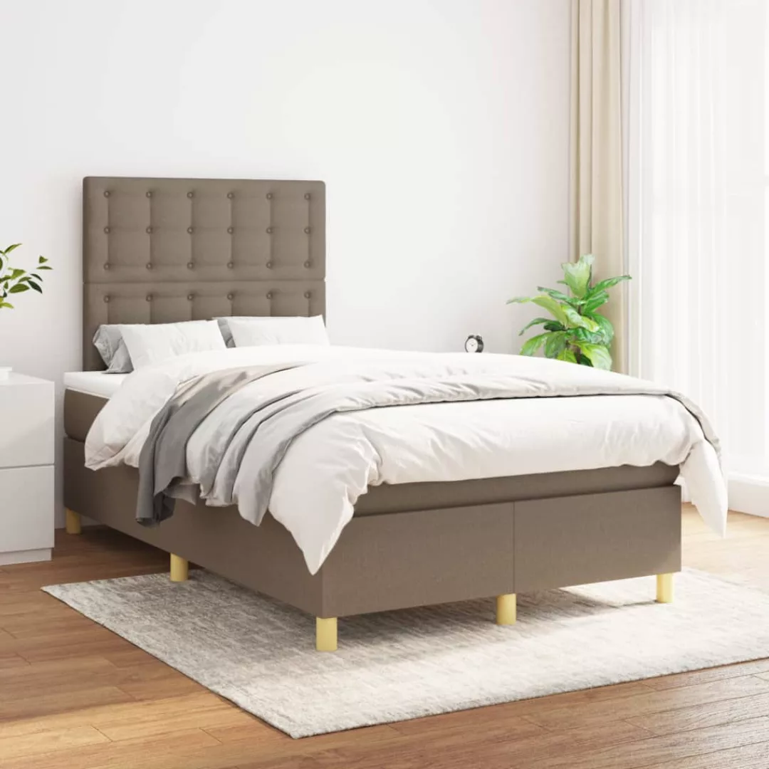 Vidaxl Boxspringbett Mit Matratze Taupe 120x200 Cm Stoff günstig online kaufen