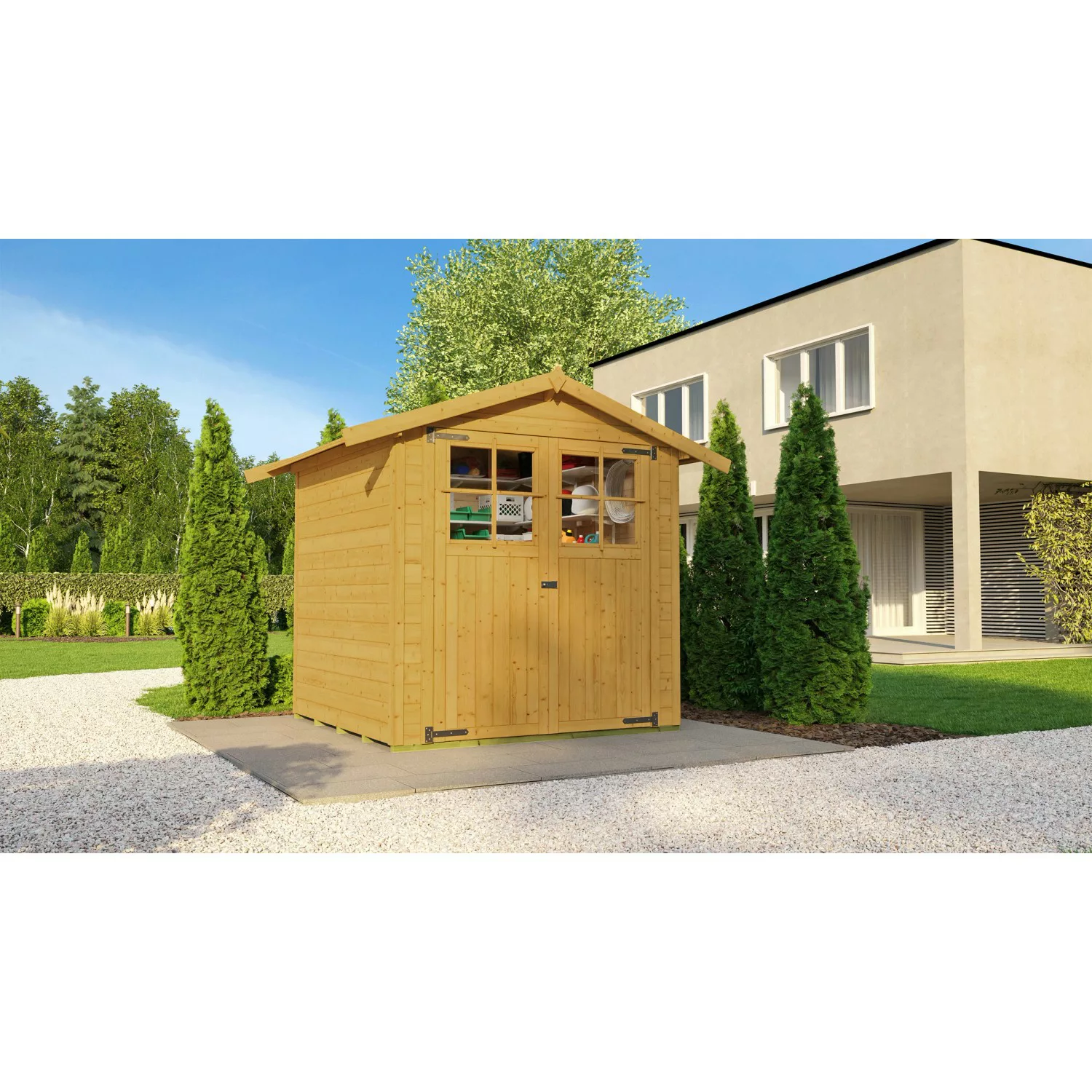 Weka Holz-Gartenhaus Eiche Hell Satteldach Lasiert 171 cm günstig online kaufen