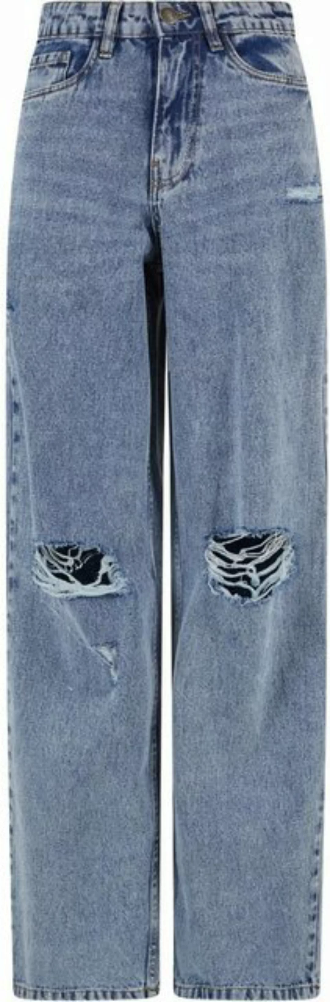 URBAN CLASSICS Funktionshose Ladies Distressed 90's Wide Leg Denim Pants Da günstig online kaufen
