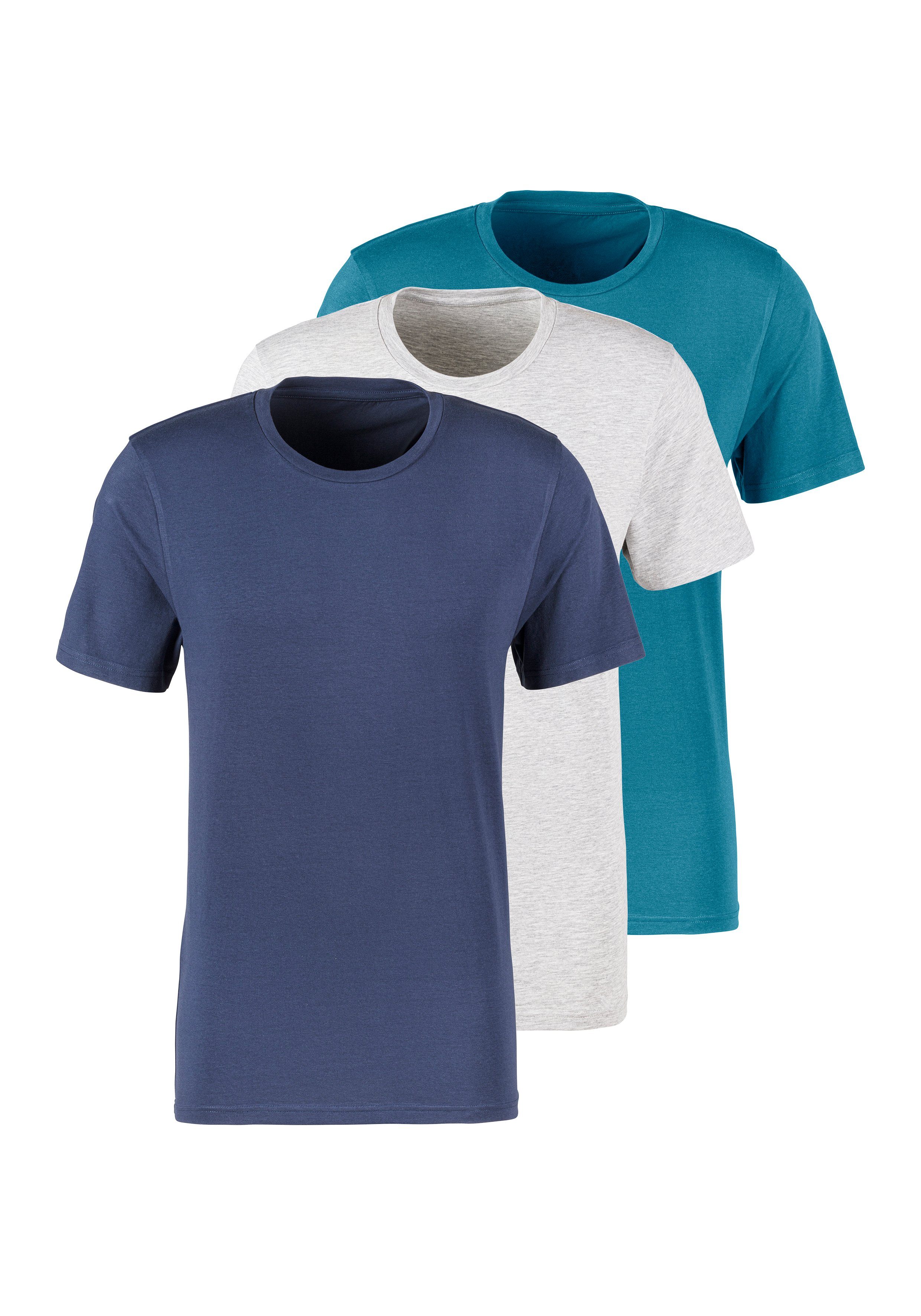 Bruno Banani T-Shirt, (Packung, 3 tlg.), mit Rundhals-Ausschnitt günstig online kaufen